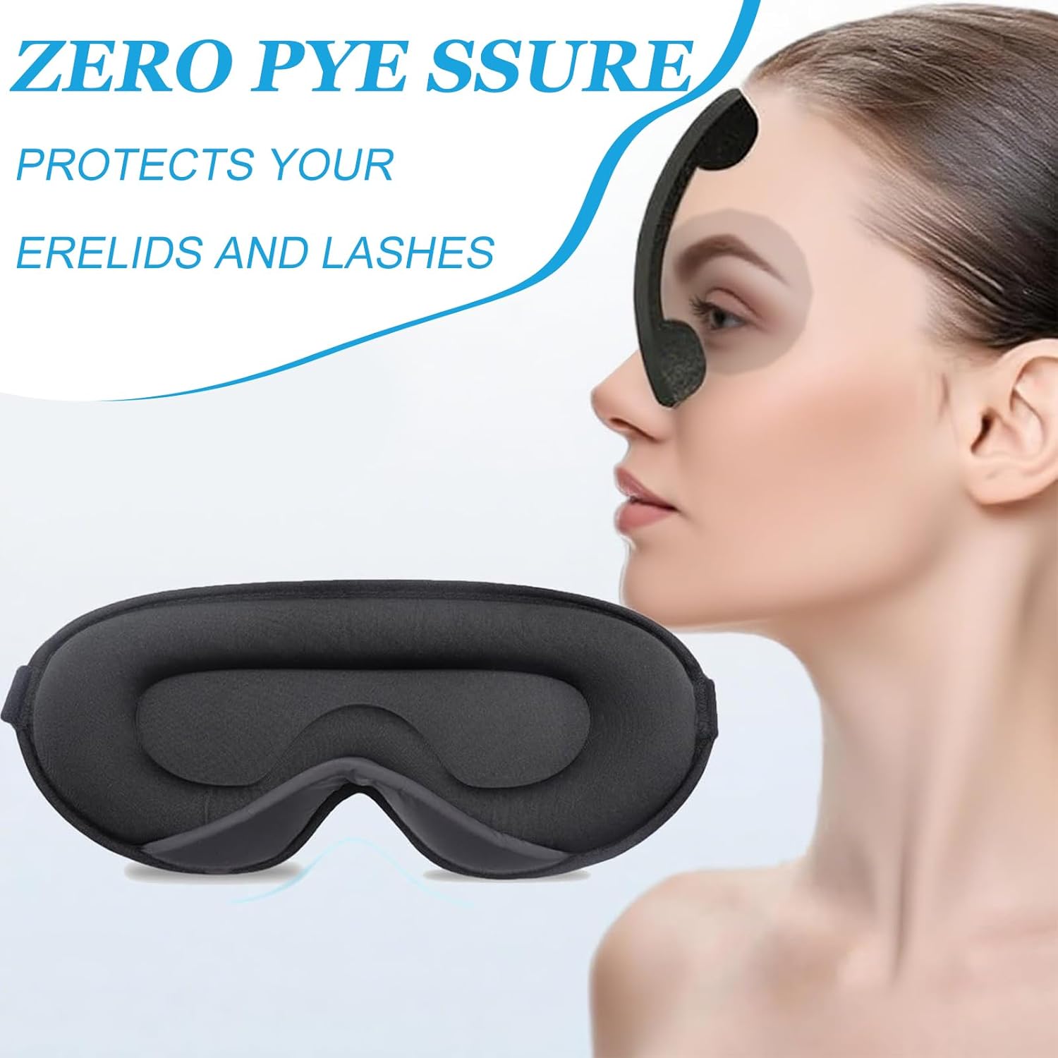 3D-Schlafmaske für Damen und Herren, 100 % lichtblockierend und atmungsaktiv, Schlafmaske mit verstellbarem Gummiband, für Schlaf, Nickerchen, Meditation, Reisen – Bild 3