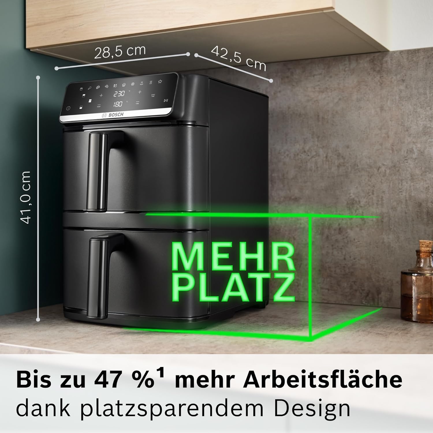 Bosch Serie 6 XXL Heißluftfritteuse, 12 L Doppelkammer, platzsparend, 6 Programme, PFAS-frei, Schwarz, AirFryer Serie 6, MAFD661B0 – Bild 2