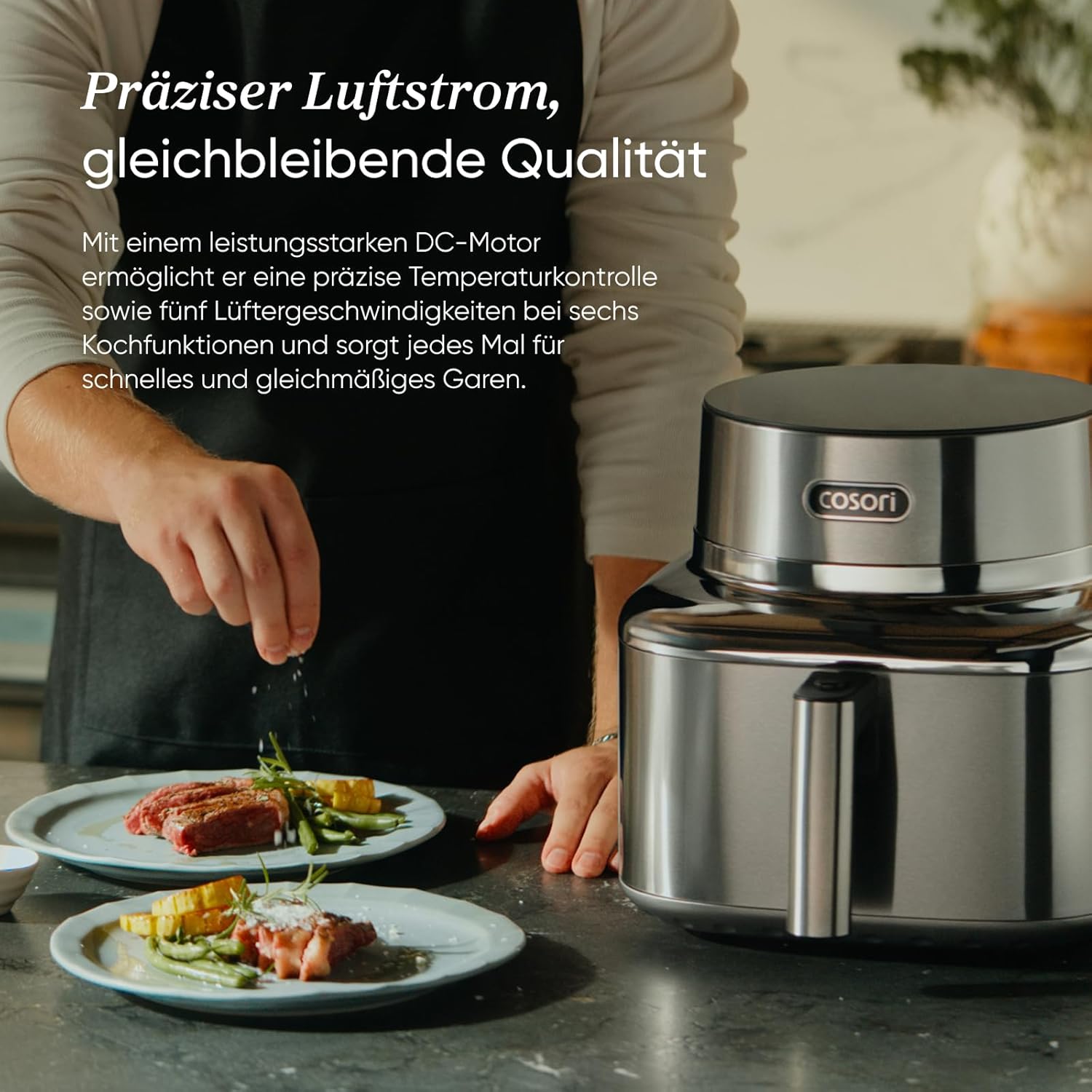 COSORI Airfryer | Kultige Single | 96 % Metall | Keramikbeschichtung ohne PFAS und BPA | 7-in-1 6,2L Heißluftfritteuse | 61 % Energieeinsparung | 50+ Rezepte | Spülmaschinenfest | Silber | SE601S – Bild 6