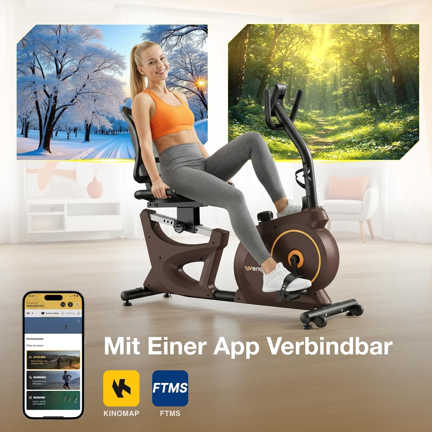Ergometer-Liege-Heimtrainer mit Magnetbremse, Pulssensoren und LCD-Display, 15 Widerstandsstufen, Sitz-Ergometer mit Rückenlehne für Senioren, robuste Bauweise mit mehreren Einstellungen – Bild 7