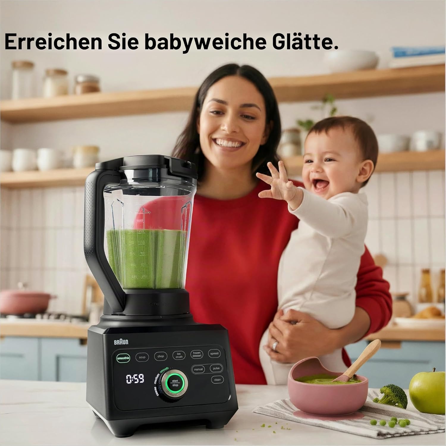 Braun PowerBlend 9 JB9040BK Hochleistungsmixer mit 1600 Watt Motor, 2 L Tritan-Behälter, 18 Programme, 10 Geschwindigkeiten, Schwarz – Bild 9