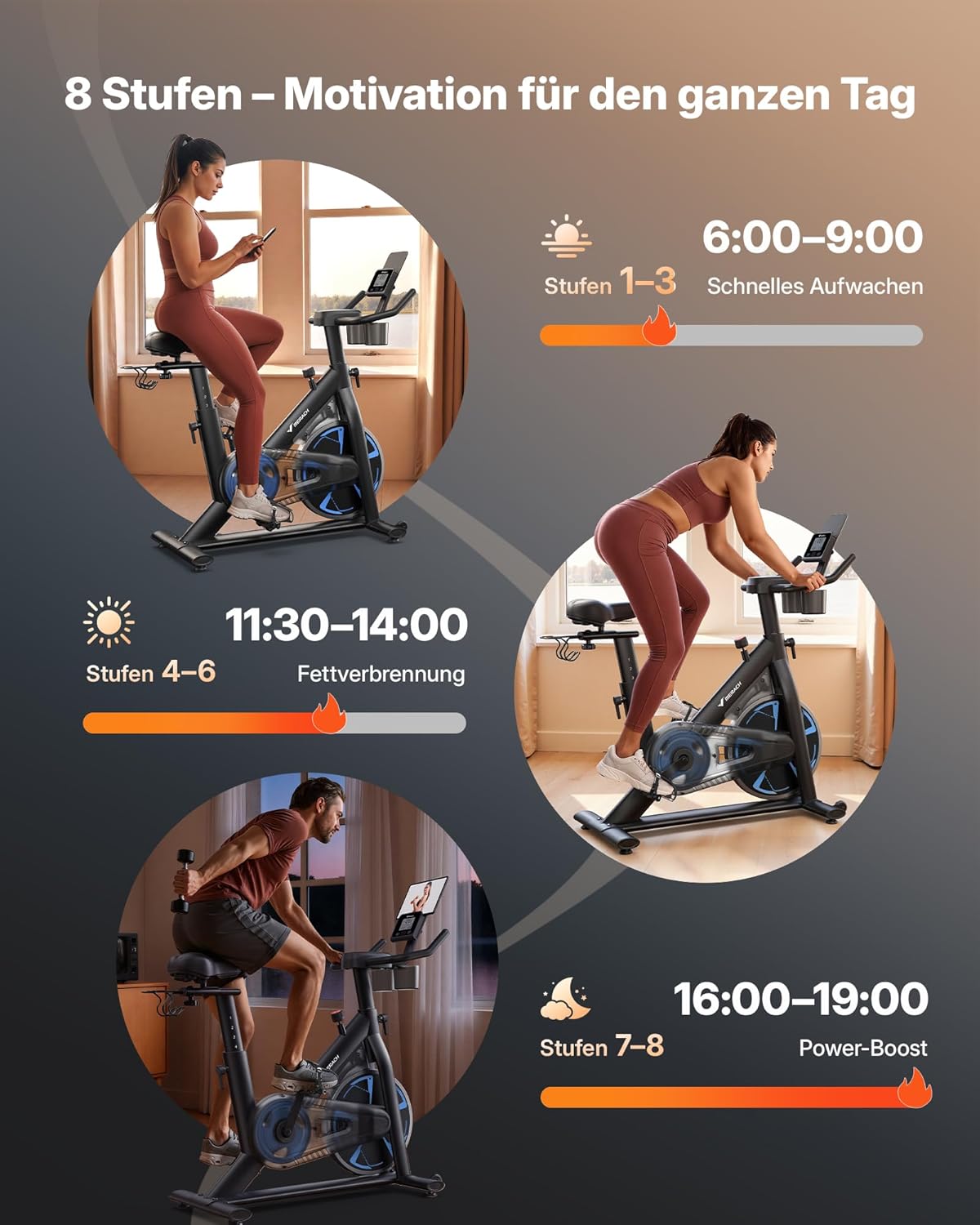 MERACH PRO Heimtrainer Fahrrad mit 8KG High-Inertia Schwungrad für Optimierte Laufruhe, Leises Magnetbremssystem, Verstärkter H-Rahmen, Stoßdämpfender Luftkissensattel, Eigene App, Bis 150KG – Bild 6