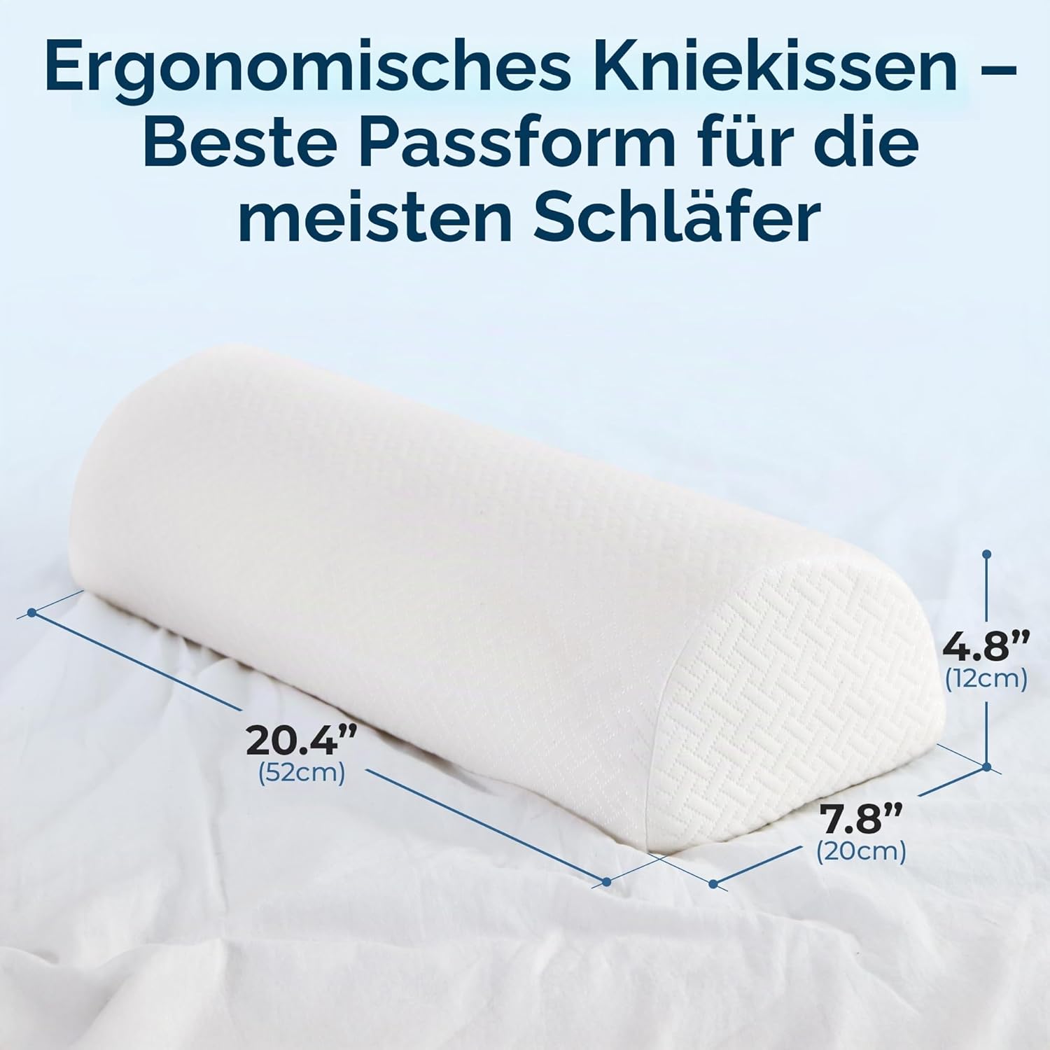 5 Star United Half Moon Pillow Premium Memory Foam Bein- und Kniestütze, ergonomisch erhöht für Seitenschläfer, atmungsaktiver Bezug, 52 cm x 20 cm x 11 cm – Bild 2