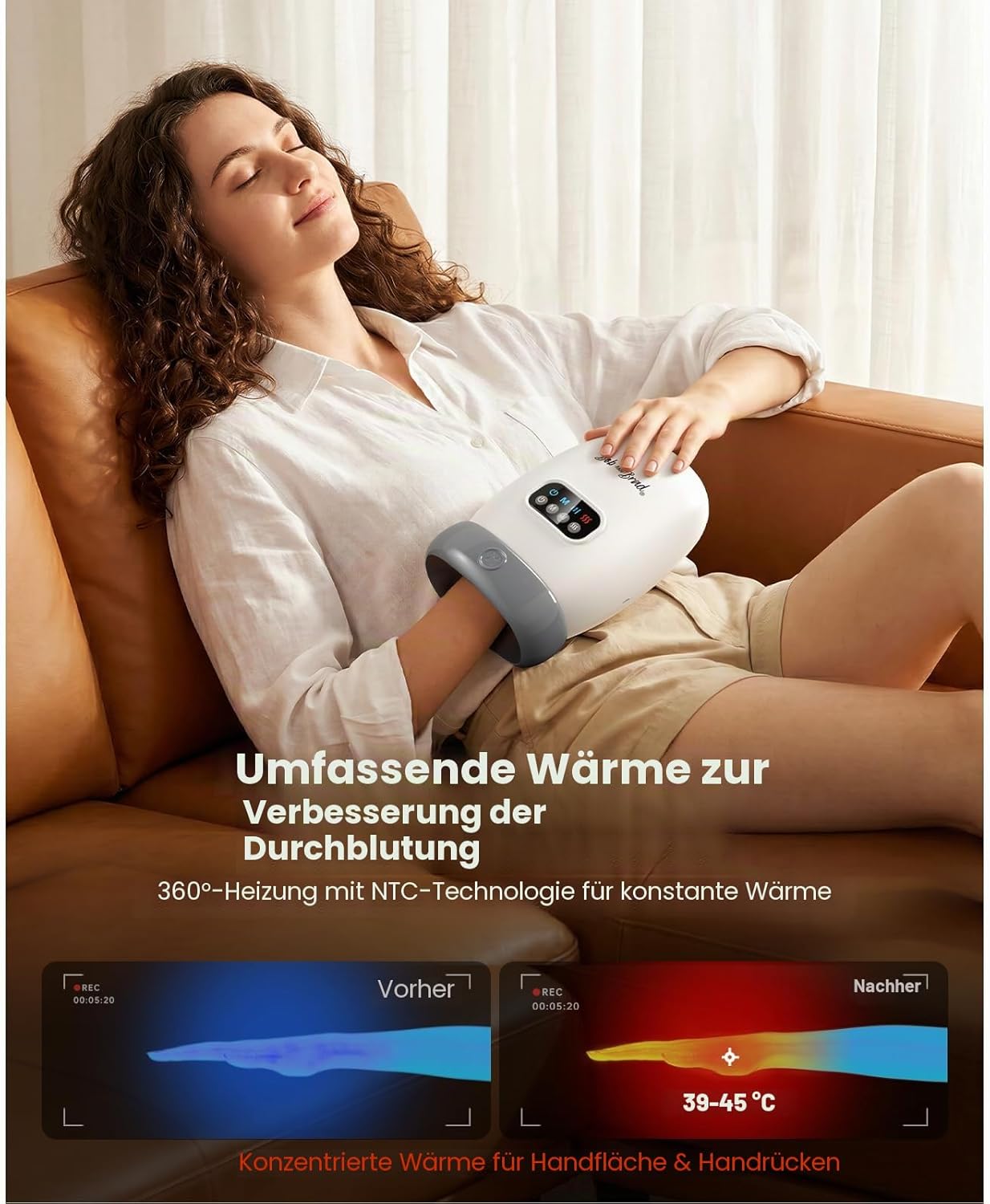BOB AND BRAD H60 Handmassagegerät mit Wärme und Kompression, elektrische Handmassage bei Arthritis und Karpaltunnelsyndrom, Massagegerät zur Schmerzlinderung für Handgelenk und Finger, Geschenke für Männer und Frauen – Bild 3