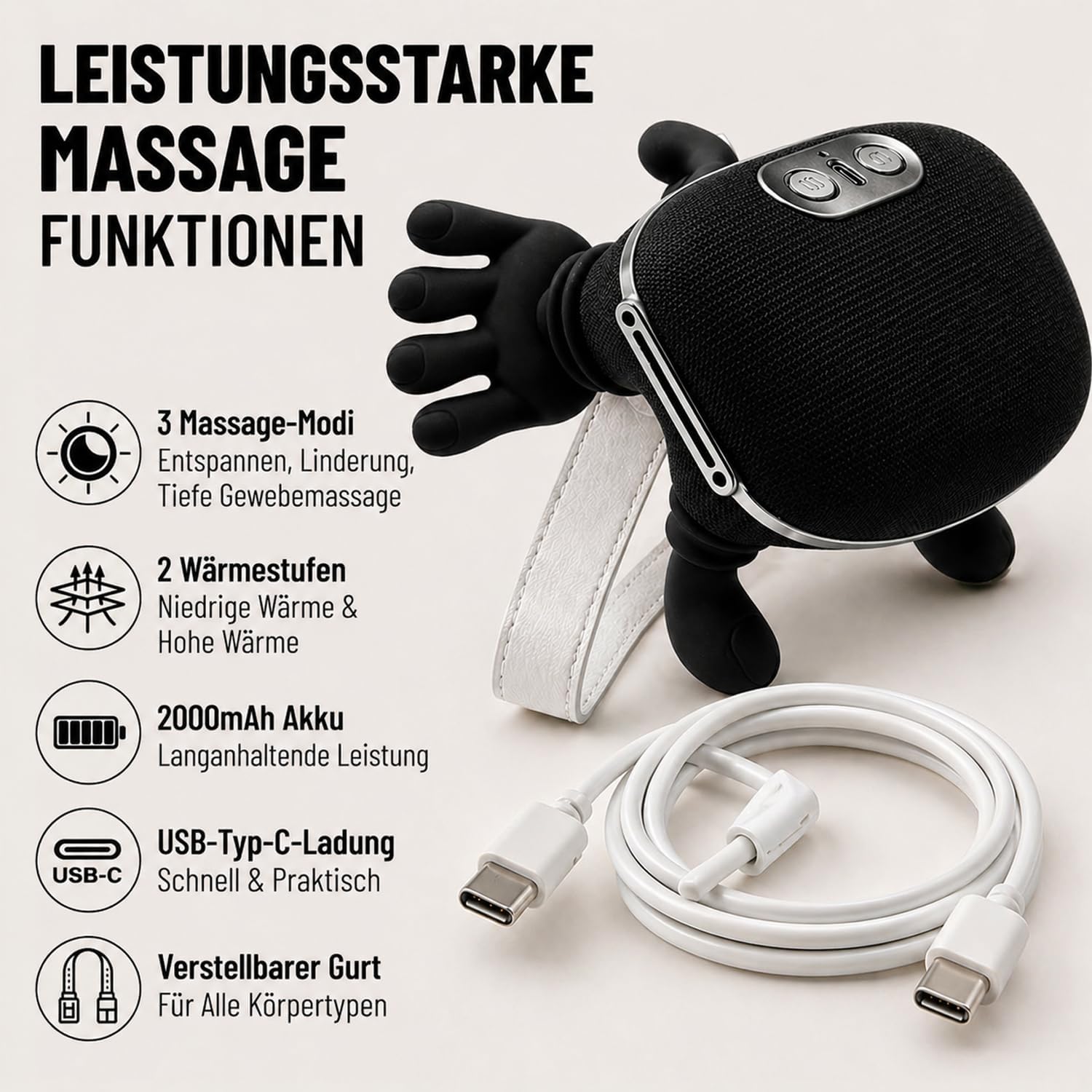 BeFit24 Nackenmassagegerät 4D mit Wärme, kabellos, Tiefengewebsmassagegerät für Nacken, Schulter, Rücken, wirksam gegen Schmerzen & Verspannungen, ideal für Büro, Zuhause & Geschenk – Bild 9