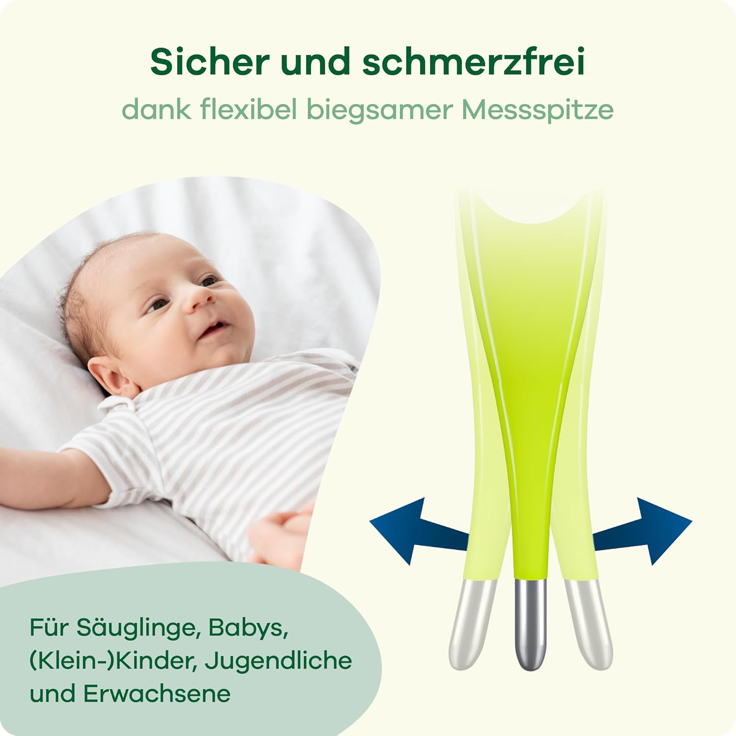 Weinberger Digitales Fieberthermometer mit flexibler Spitze Baby & Kinder | Fieberthermometer zur rektalen und oralen Anwendung | Fieberalarm, wasserdicht, Speicherfunktion – Bild 2