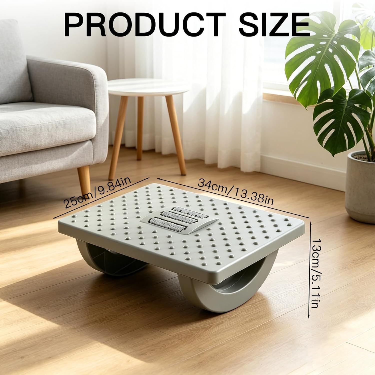 Fußstützen-Schreibtisch, ergonomischer Fußstützen-Schreibtisch, Fußstützen-Schreibtisch mit Massagefläche, für Zuhause, Büro und Reisen, entlastet die Beine (grau) – Bild 2