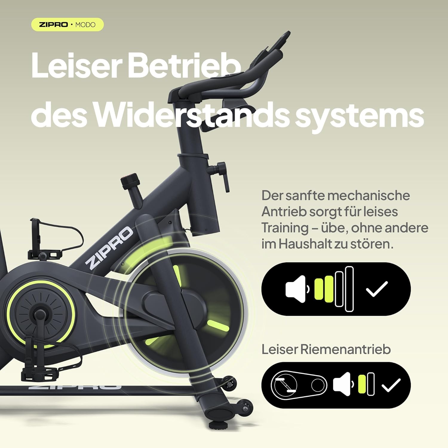 ZIPRO Modo Heimtrainer, Heimtrainer, Ergometer, Fahrrad, Indoor-Training für Zuhause, Cardio-Fitnessgerät, stationär, 120 kg Tragkraft, mit App-Raum, Fahrrad, Fahrradtrainer-Bildschirm – Bild 7