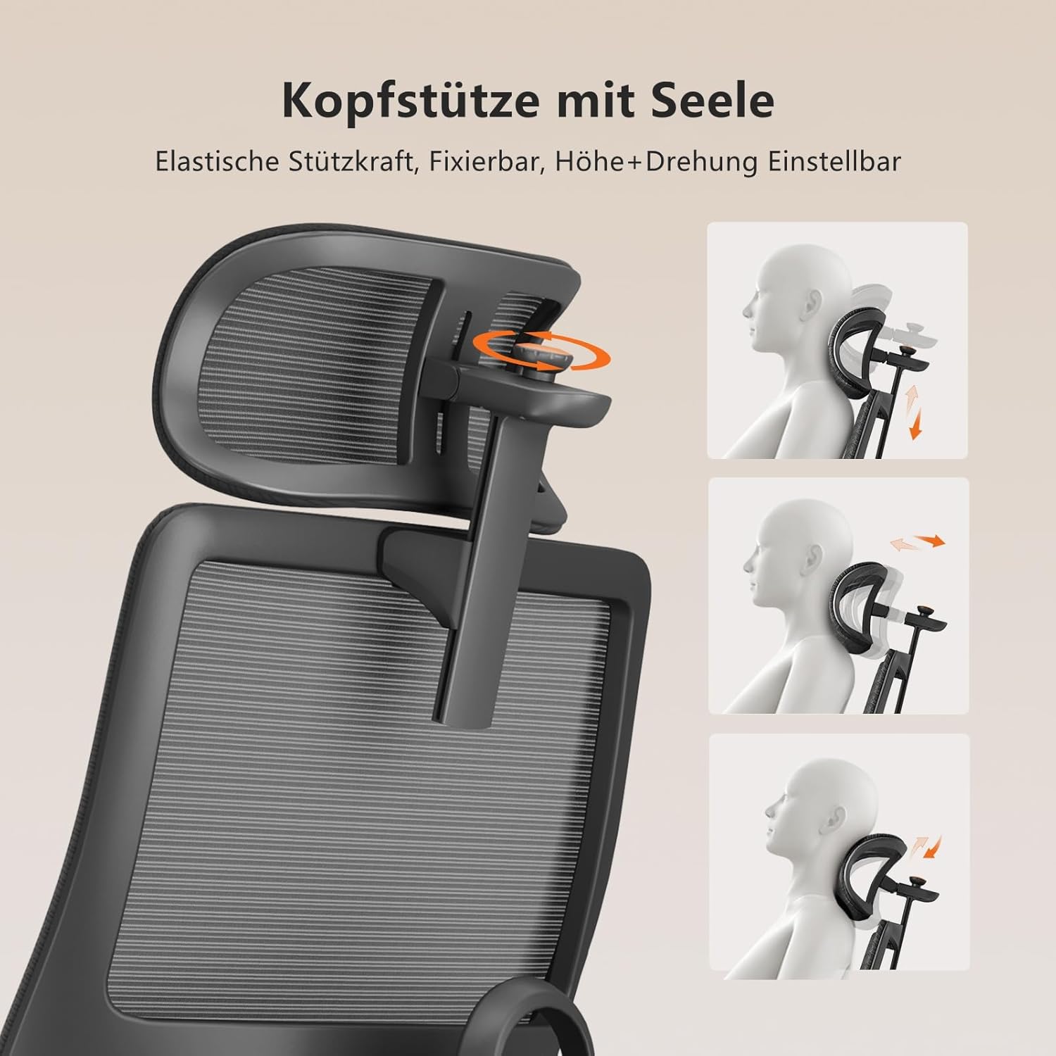 Newtral MAGICH-PRO Ergonomischer Bürostuhl mit Fußstütze, ergonomischer Schreibtischstuhl mit dynamischer Kopfstütze & Lordosenstütze, ergonomischer Bürostuhl (Magic Pro + abnehmbare Tischplatte, schwarz) – Bild 5