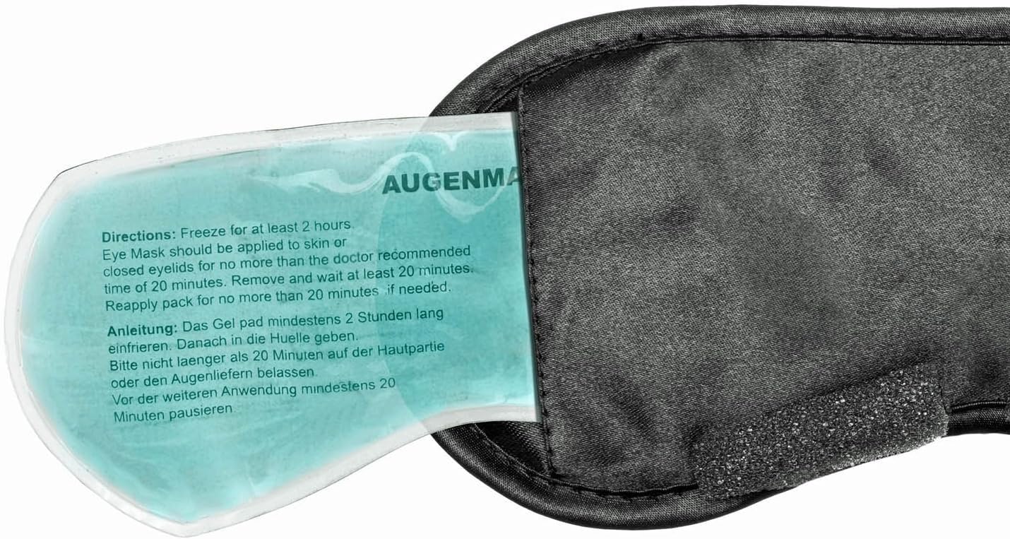 Gel-Gesichtsmaske, Entspannungsmaske, Wellness-Maske zur Kältetherapie, Gel-Maske, Kühlmaske bei Sonnenbrand & Allergien, Kühlbrille, Entspannungsmaske bei Migräne und Kopfschmerzen (Schlafmaske, Schwarz) – Bild 3