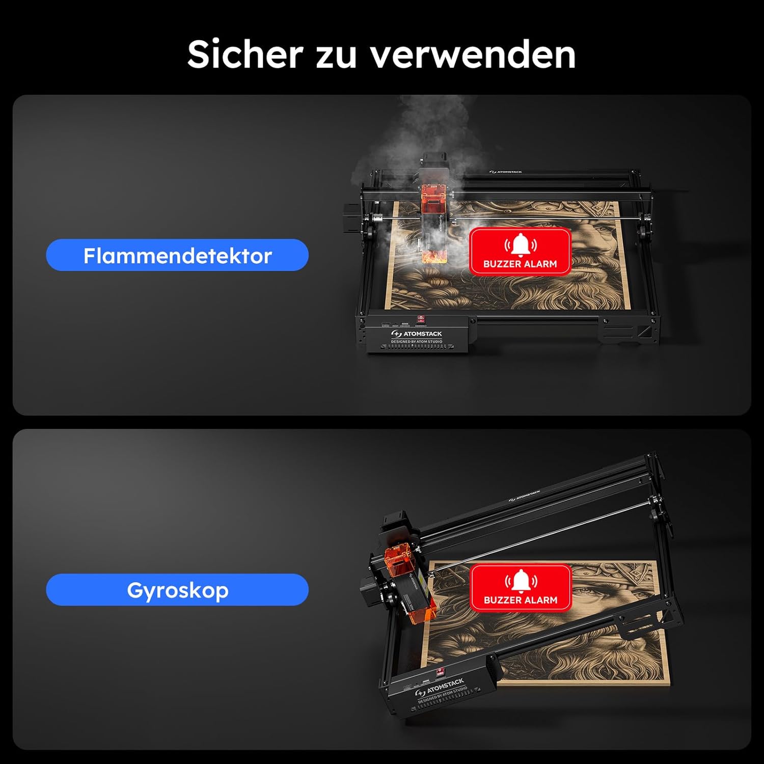 ATOMSTACK SWIFT A10 PRO V2 10 W Lasergravurmaschine, Gravurbereich: 410 x 380 mm, Laserschneider, hochpräziser Laserschneider für personalisierte Geschenke, Holz, Acryl, Leder (SWIFT A10 PRO V2 10 W, Schwarz) – Bild 5