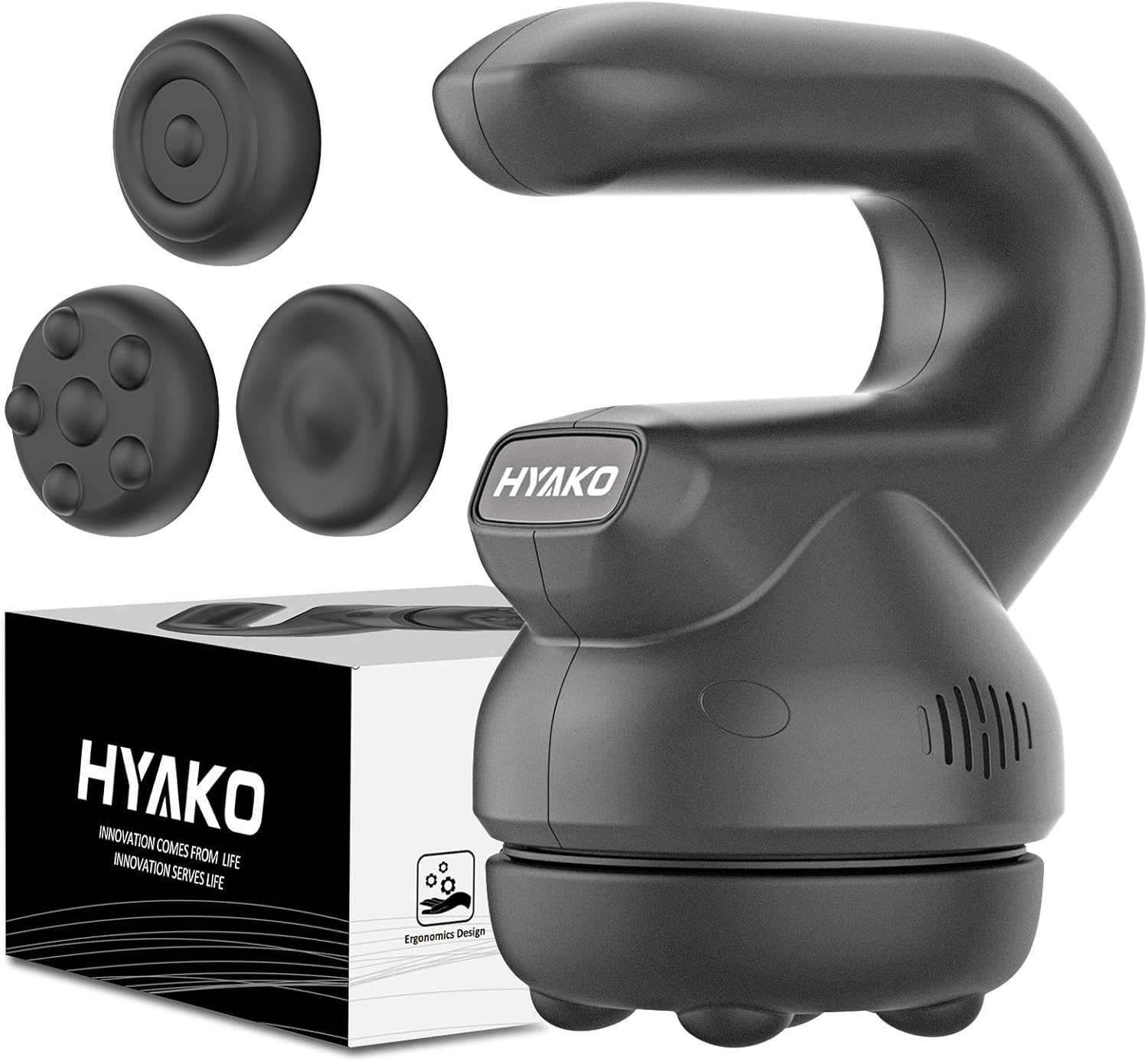 HYAKO F2 Rotations-Vibrationsmassagegerät – Handmassagegerät mit Massagepistolen-Technologie – Tiefengewebe-Massagegerät für Nacken, Schulter, Taille, Bauch, Gesäß, Beine, Arbeit und Alltagsgeschenke