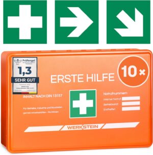 10x Erste-Hilfe-Set mit Wandhalteru...