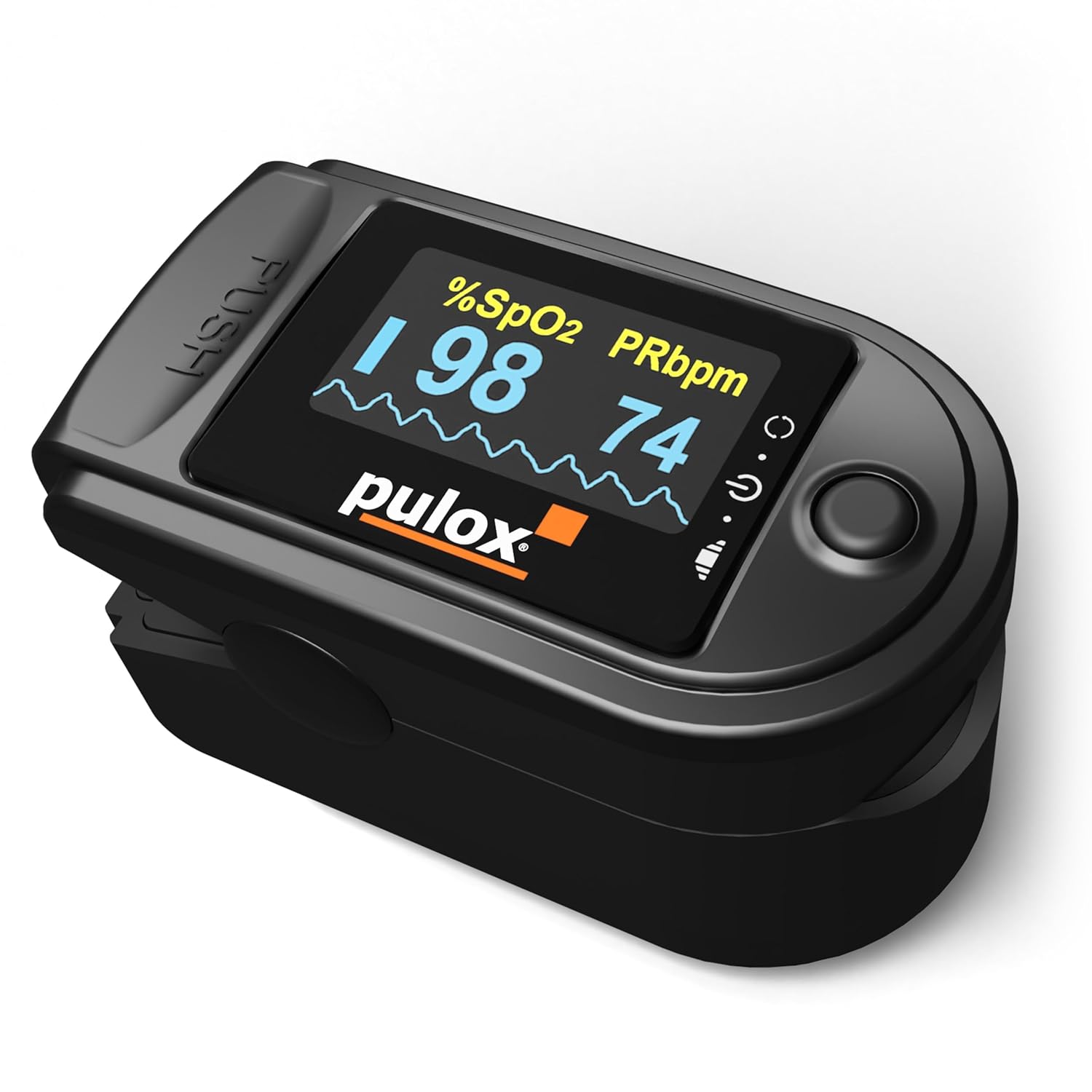 Pulsoximeter PULOX PO-200 Solo Fingerpulsoximeter zur Messung von Puls und Sauerstoffsättigung am Finger | Mit Präzisionsanzeige zur zuverlässigen Kontrolle von Sauerstoffsättigung, Herzfrequenz und Perfusionsindex