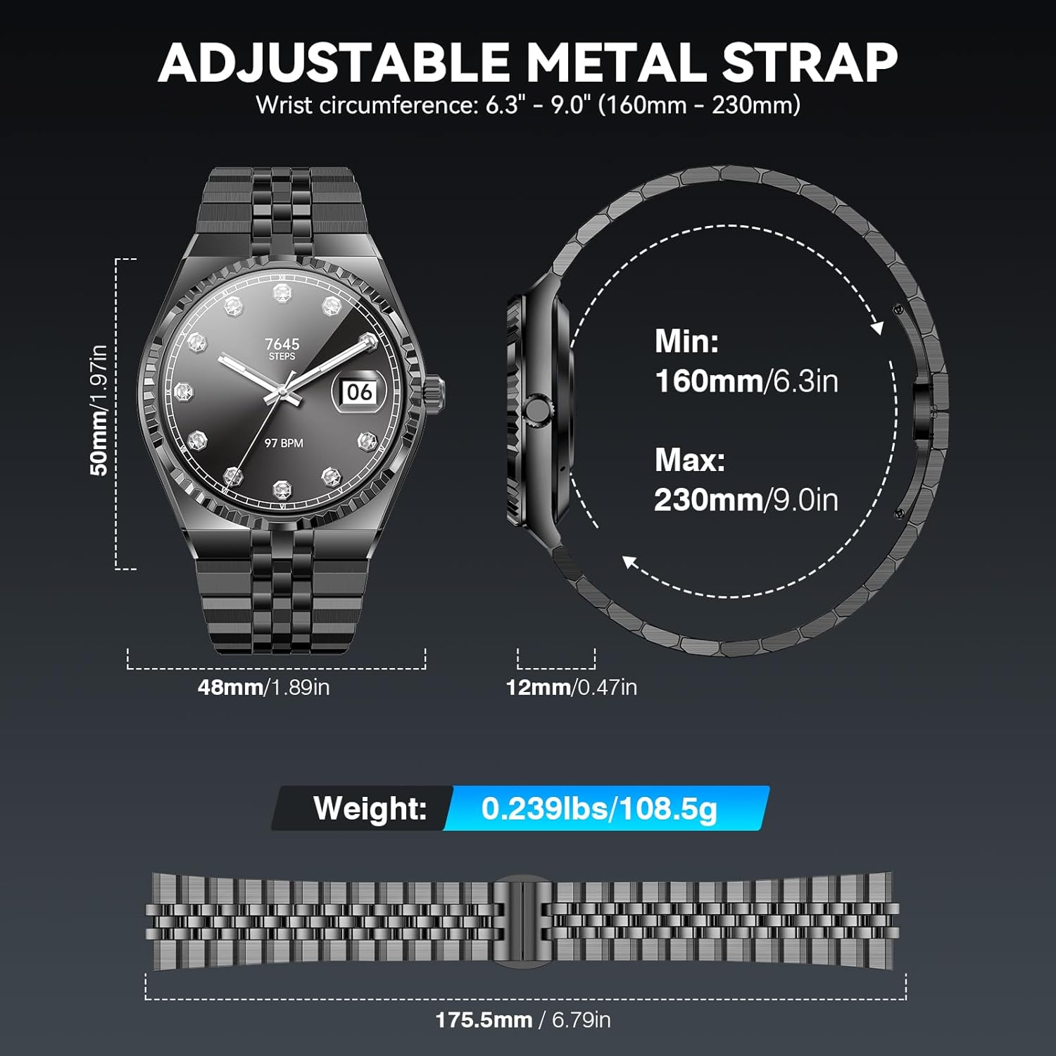 2026 Runde Smartwatch für Herren, 1,32 Zoll AMOLED-Display, 160+ Sportmodi, Fitnessuhr mit Herzfrequenz-/Blutsauerstoff-/Blutdruck-/Schlafmonitor, IP68 wasserdicht, kompatibel – für Männer und Frauen – Bild 9