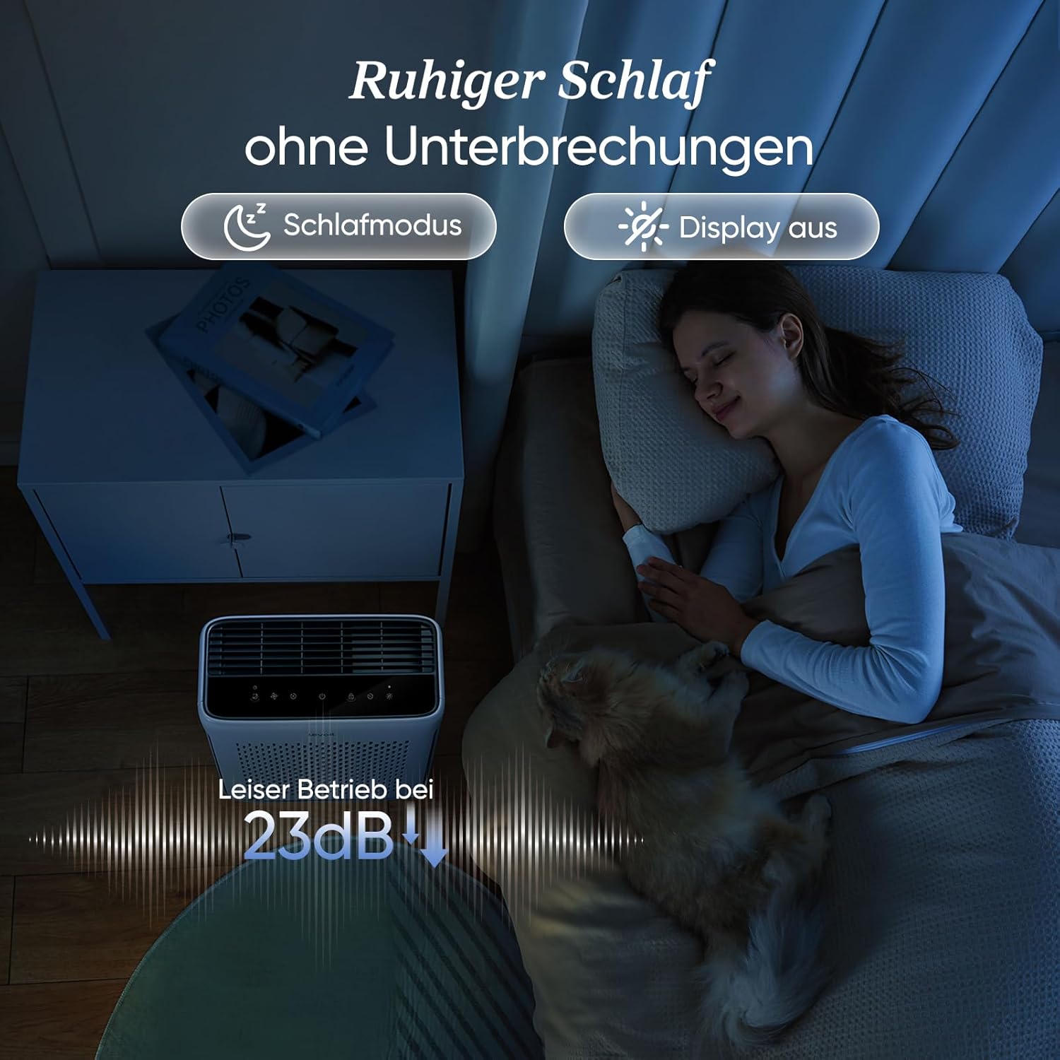Levoit Vital 100S HEPA-Luftreiniger für Allergiker, CADR 243 m³/h, HEPA- und Aktivkohlefilter, leise, PM2.5-Sensor, App und Alexa, gegen Staub, Pollen, Rauch und Gerüche, bis zu 52 m², Mondweiß – Bild 8