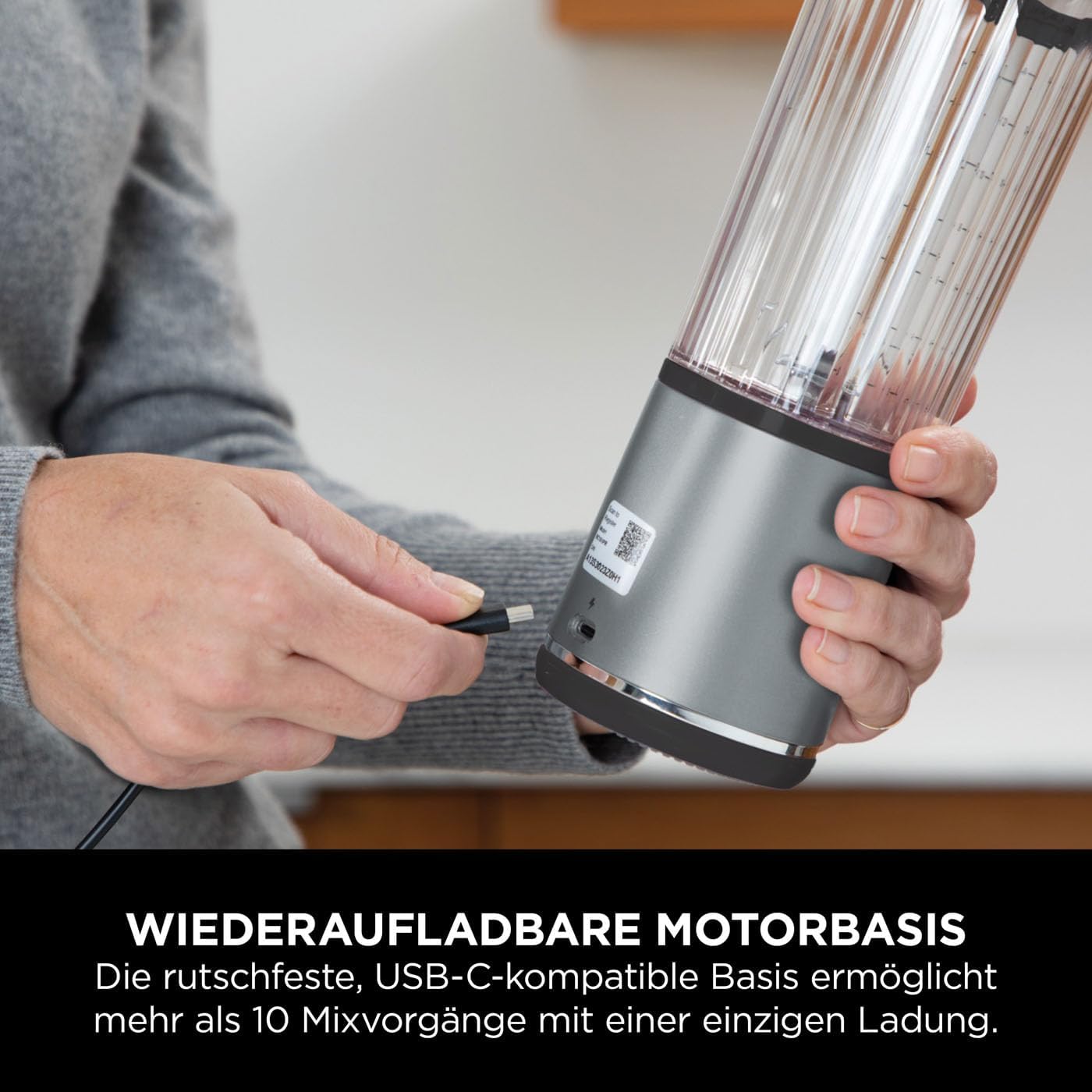 Ninja Blast BC151EUBK Tragbarer Mixer und Smoothie-Maker, 530-ml-Becher mit auslaufsicherem Deckel und Trinköffnung, leistungsstark, kabellos und wiederaufladbar, zerkleinert Eis und gefrorene Früchte, schwarz – Bild 6