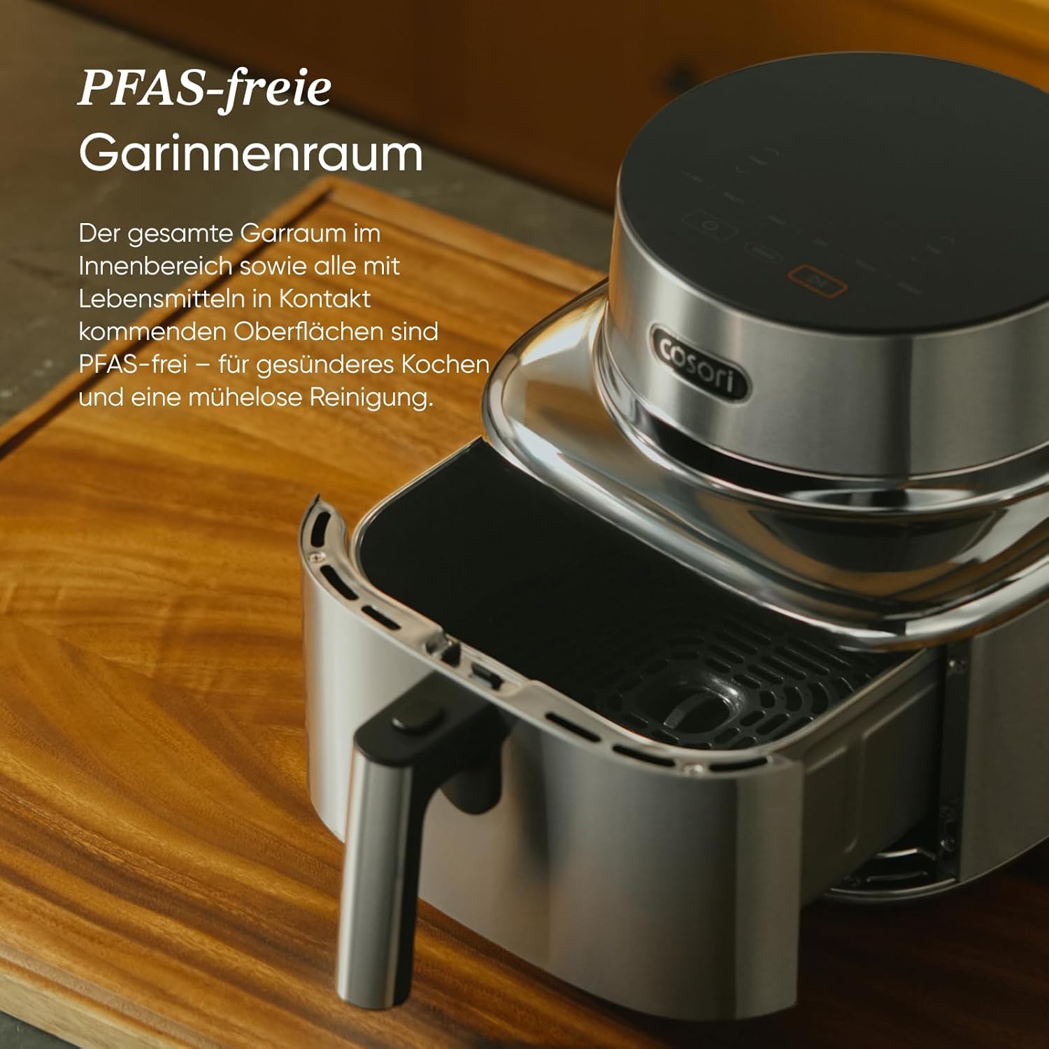 COSORI Airfryer | Kultige Single | 96 % Metall | Keramikbeschichtung ohne PFAS und BPA | 7-in-1 6,2L Heißluftfritteuse | 61 % Energieeinsparung | 50+ Rezepte | Spülmaschinenfest | Silber | SE601S – Bild 3