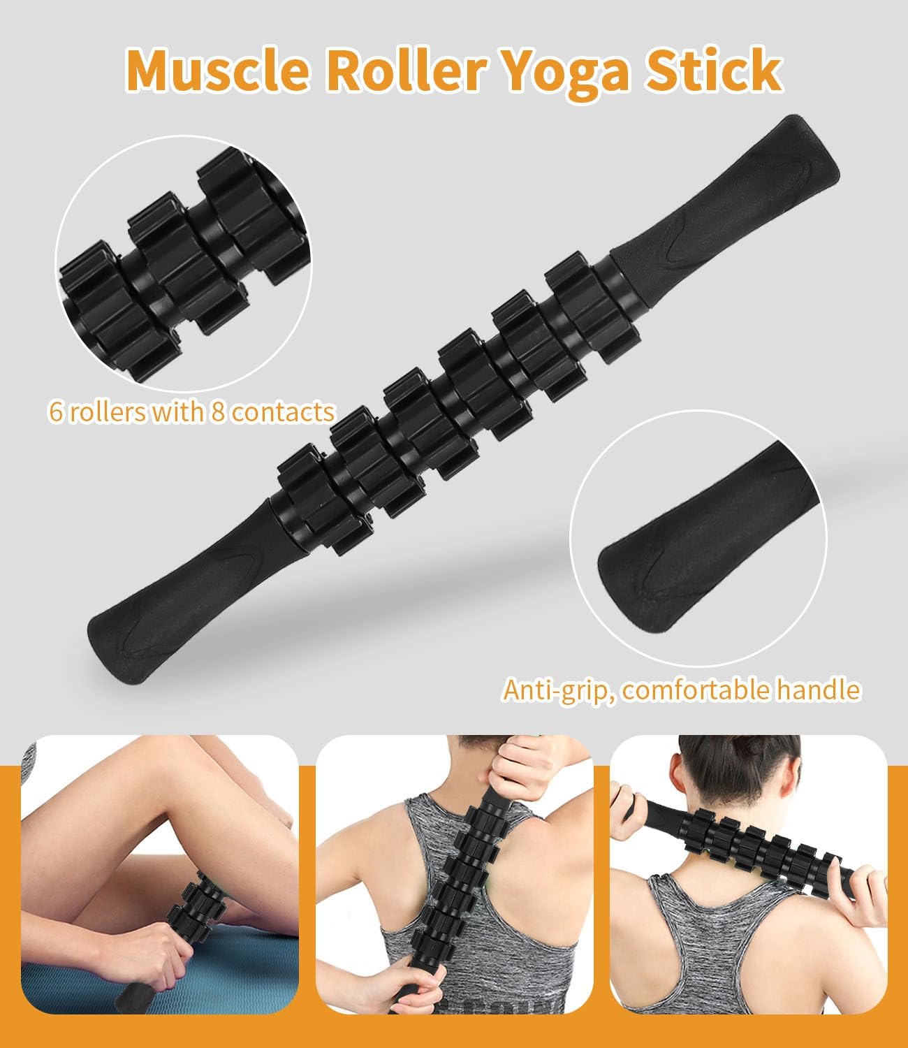 5-in-1-Massageset, hochdichte Faszienrolle Wirbelsäule, Massagerolle, Massageball, Spanner, Widerstandsband für Tiefenmuskelmassage, Fitnessübungen für den ganzen Körper, Pilates-Set – Bild 5