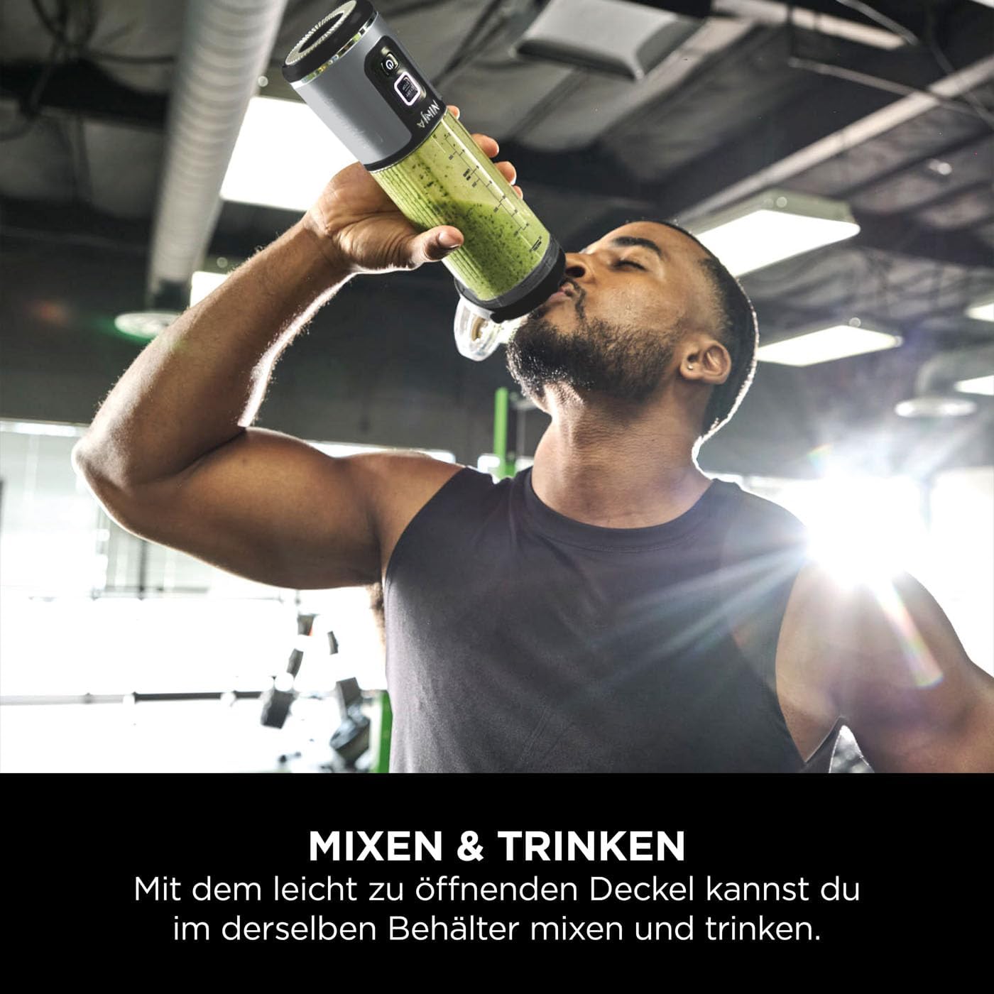 Ninja Blast BC151EUBK Tragbarer Mixer und Smoothie-Maker, 530-ml-Becher mit auslaufsicherem Deckel und Trinköffnung, leistungsstark, kabellos und wiederaufladbar, zerkleinert Eis und gefrorene Früchte, schwarz – Bild 7