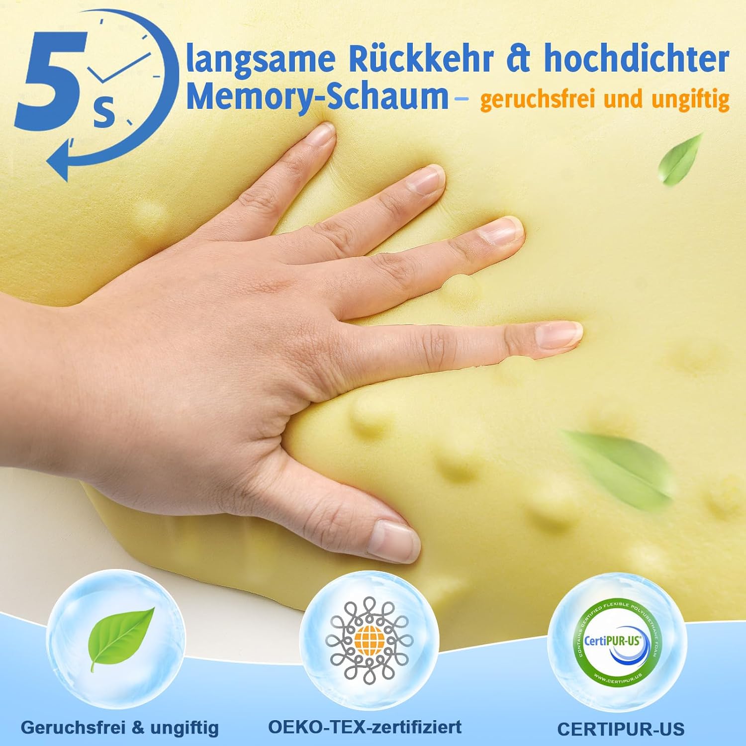 VJASD Orthopädisches Nackenstützkissen aus Memory-Schaum – ergonomisches Kissen gegen Nackenschmerzen, höhenverstellbares Seitenschläferkissen mit atmungsaktivem Bezug – Bild 3