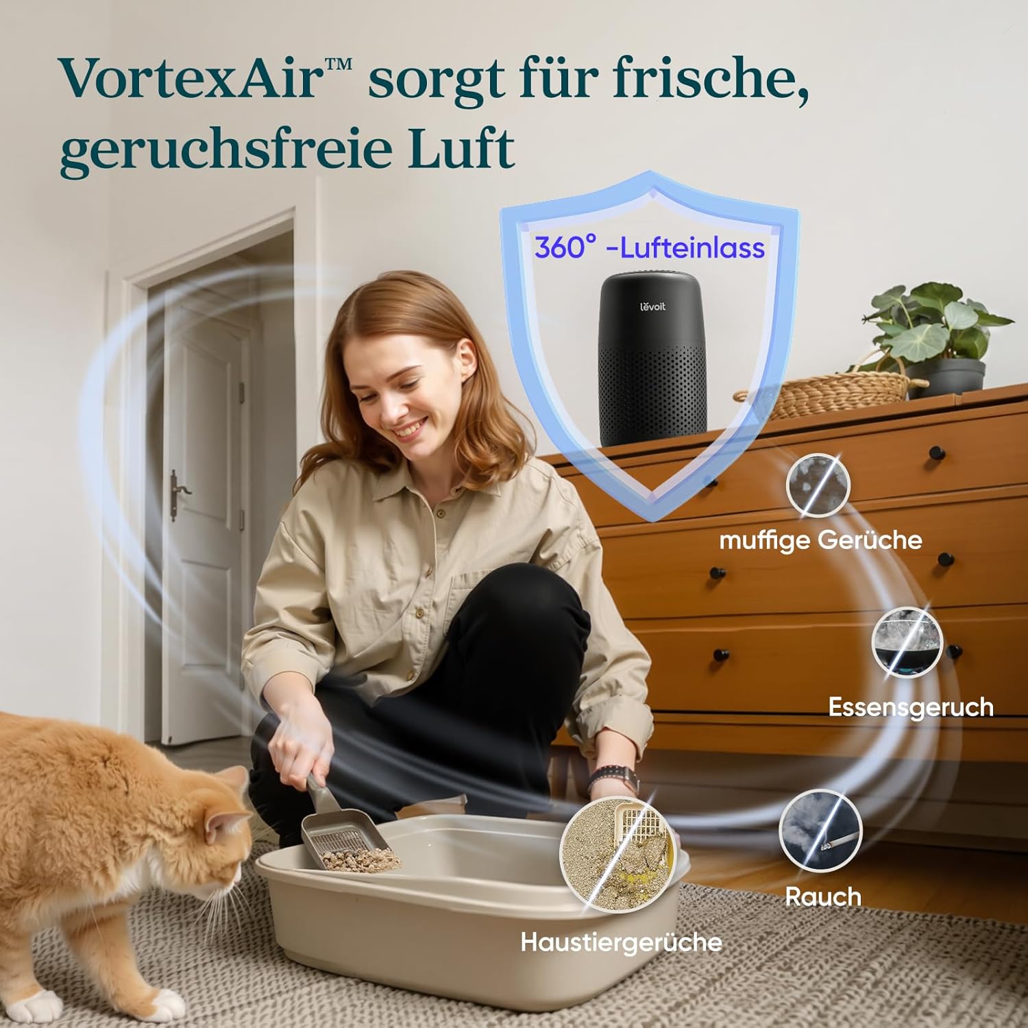 LEVOIT Luftreiniger mit Aromatherapie, Luftreiniger für Schlafzimmer, 3-in-1 HEPA-Aktivkohlefilter gegen Schimmel und Staub, Energieverbrauch 7 W, leiser Betrieb, 3 Geschwindigkeiten, Core Mini Black – Bild 4