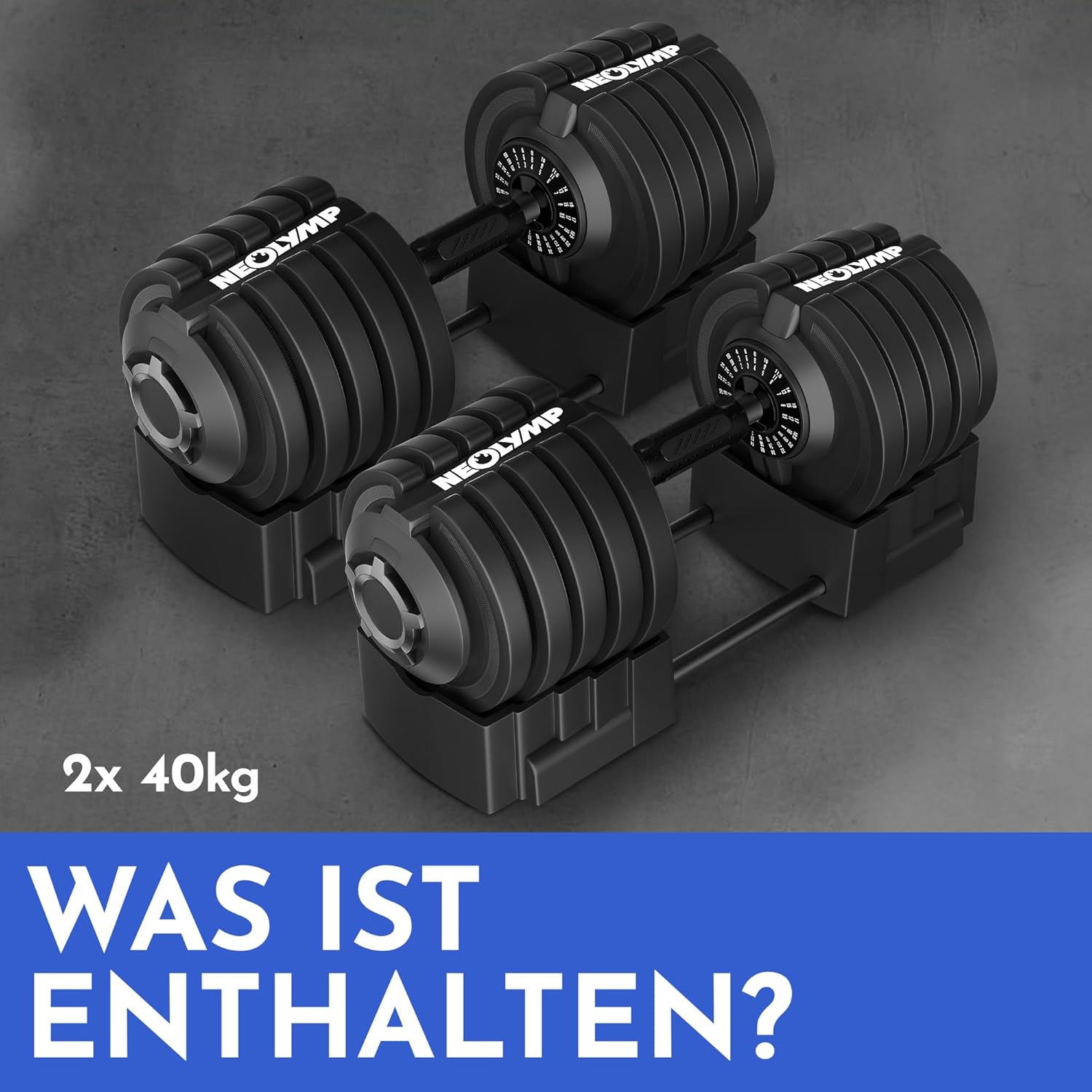 NEOLYMP Hantel verstellbar 40 kg – 12 Gewichtsstufen mit Drehgriff – Hantel ergonomisch, rutschfest und platzsparend – verstellbare Hanteln für Damen und Herren – Hanteln mit Gewichten – Bild 8