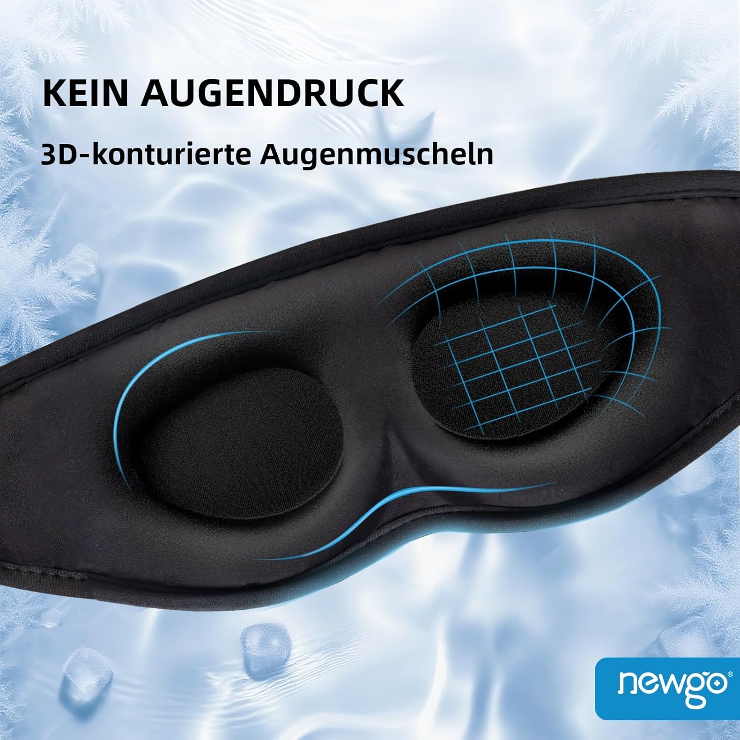 NEWGO 3D Gel Augenmaske – Migränemaske & Kühlmaske Gesicht, kühlend & wärmend, ergonomische 3D-Kontur für perfekte Passform, hautfreundliches Material gegen müde Augen, Schwellungen & Kopfschmerzen – Bild 2