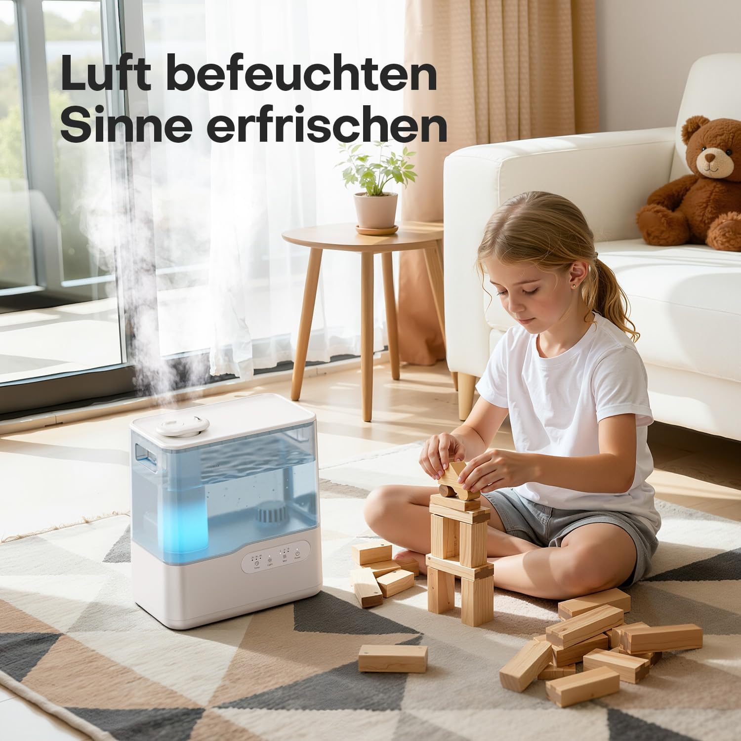 AROEVE Luftbefeuchter für Schlafzimmer 5L, Top-Fill-Kaltnebel-Luftbefeuchter mit Aromadiffusor, 7-Farben-Nachtlicht, Timer, 36H/25dB Leiser Ultraschall-Raumbefeuchter für Baby, Kinderzimmer, Pflanzen – Bild 9