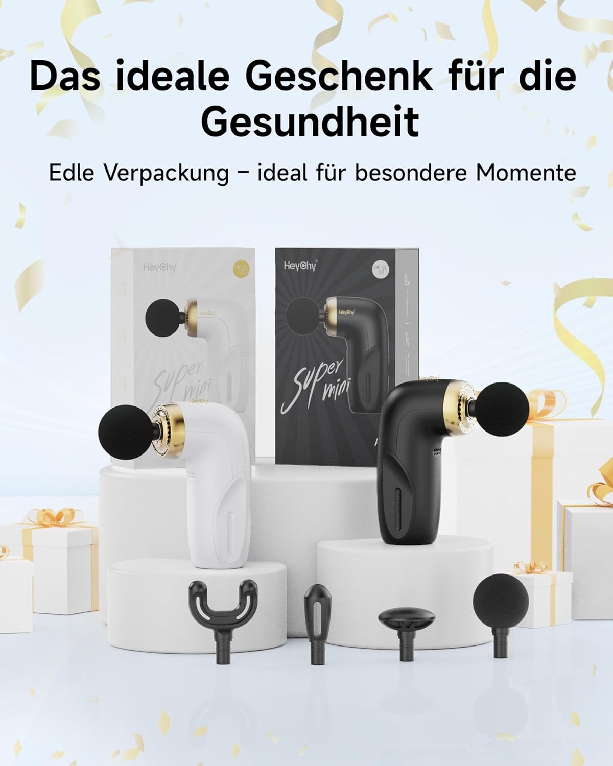 HEYCHY A1 Super Mini Massagepistole, kompakte Tiefengewebe-Massagepistole mit 4 Silikonaufsätzen, USB-C-Ladeanschluss und Akku, tragbares Muskelmassagegerät für Sport, Reisen, Büro, Damen und Herren – Bild 7
