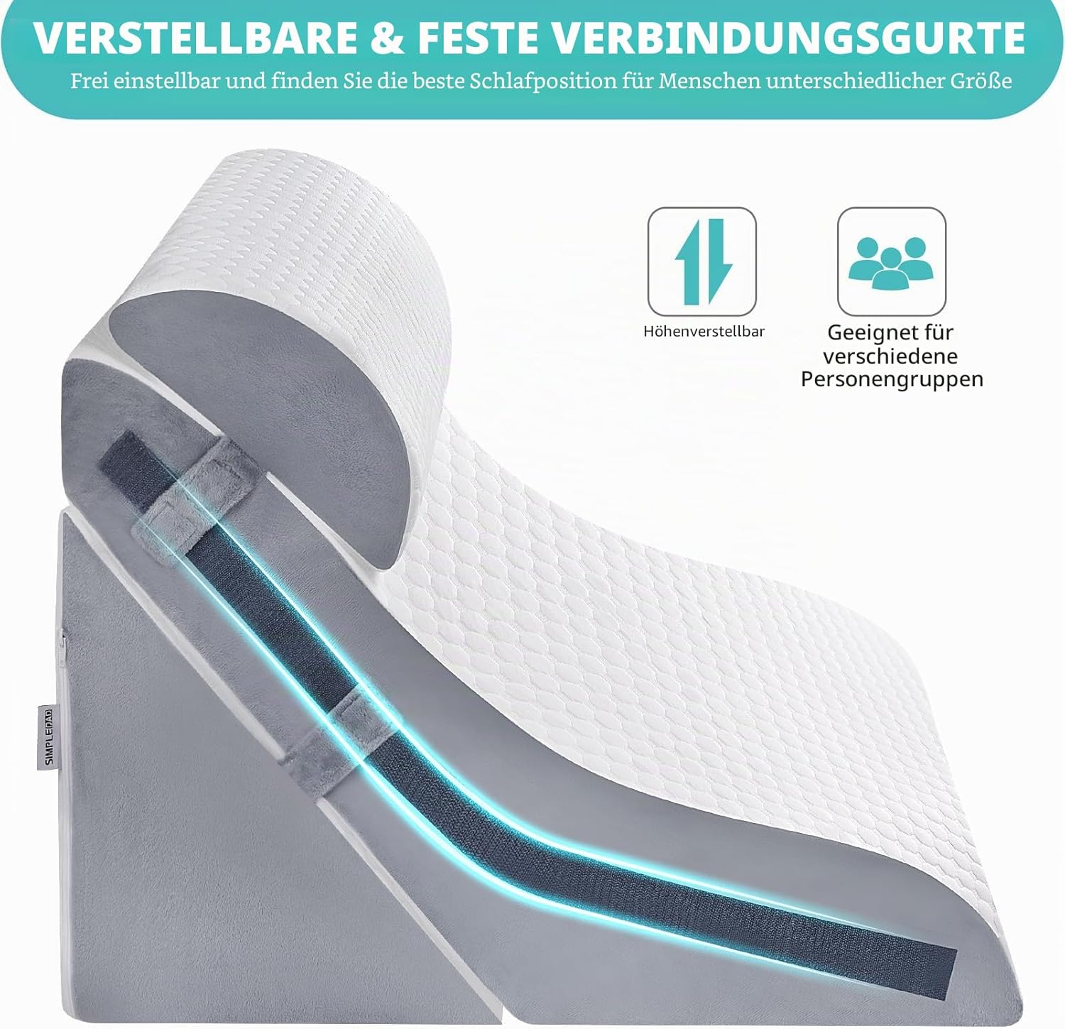 Keilkissen zum Schlafen, orthopädisches Bettkeilkissen-Set, 15-in-1 verstellbares Memory-Schaum-Keilkissen nach Operationen, 9 & 16 & 20 Zoll Höhe, 3-in-1-Schrägkissen, Keile zum Schlafen – Bild 4