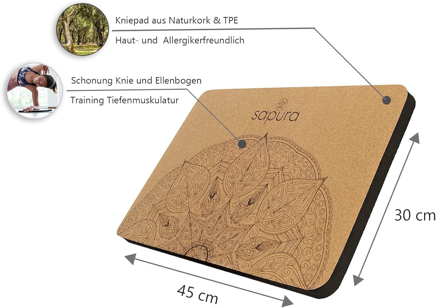 Kniekissen Yoga + Tasche Balance Pad Knieschoner Koordination Stabilität Balance Kissen Fitness Knie- und Ellenbogenschoner – Bild 3
