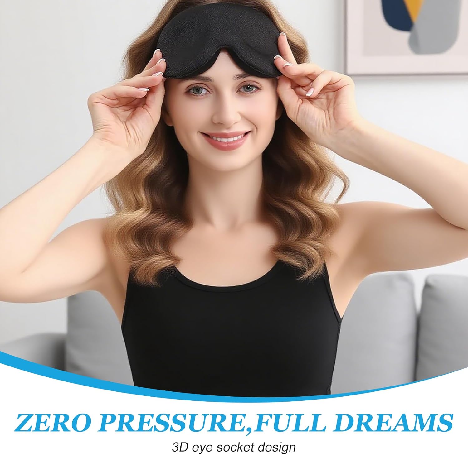 3D-Schlafmaske für Damen und Herren, 100 % lichtblockierend und atmungsaktiv, Schlafmaske mit verstellbarem Gummiband, für Schlaf, Nickerchen, Meditation, Reisen – Bild 4