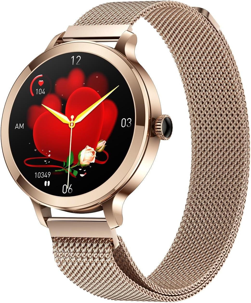 Smartwatch für Damen mit Bluetooth-Anruf, Smartwatch für iPhone und Android-Telefone, Fitness-Tracker-Uhr mit Anruf-/Antwortfunktion, wasserdicht, Herzfrequenz, Blutdruck, Blutsauerstoff (Gold)