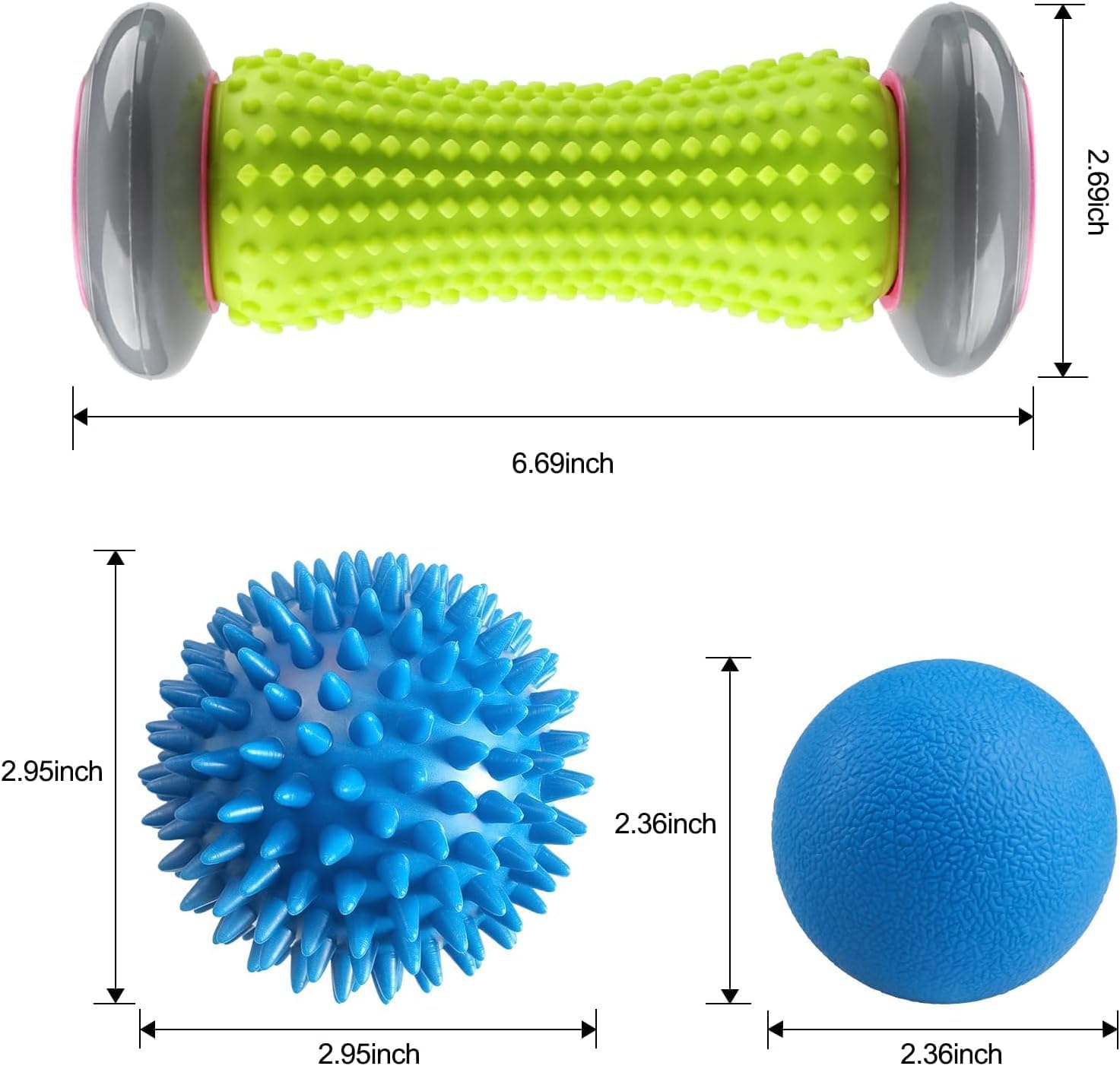 Fußmassageroller bei Plantarfasziitis, Fußmassageset für Füße, Massageball, Massageball mit Noppen, Fersensporn, Igelball für Hinterbeine, Füße – Bild 2