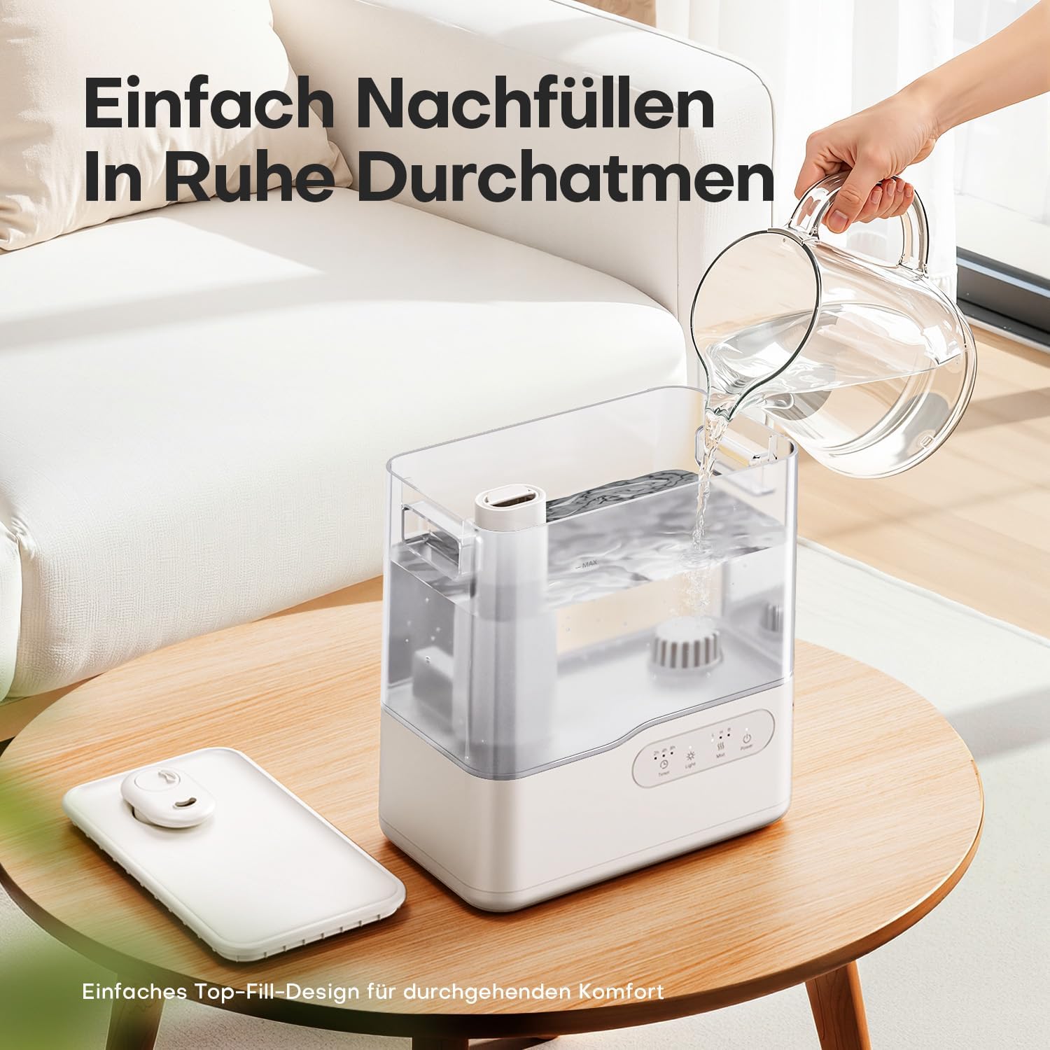 AROEVE Luftbefeuchter für Schlafzimmer 5L, Top-Fill-Kaltnebel-Luftbefeuchter mit Aromadiffusor, 7-Farben-Nachtlicht, Timer, 36H/25dB Leiser Ultraschall-Raumbefeuchter für Baby, Kinderzimmer, Pflanzen – Bild 7