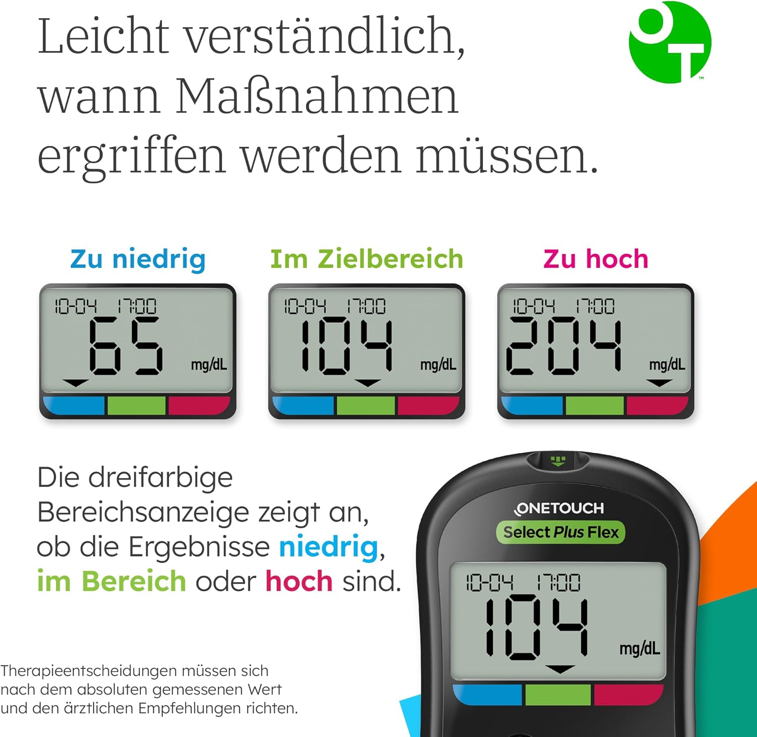 OneTouch Select Plus Flex Blutzuckermessgerät für Diabetes (Zuckerkrankheit) I 1 Blutzuckermessgerät (mg/dL) + 40 Teststreifen + 1 Stechhilfe + 40 Lanzetten im Koffer (inkl. Batterie) – Bild 6