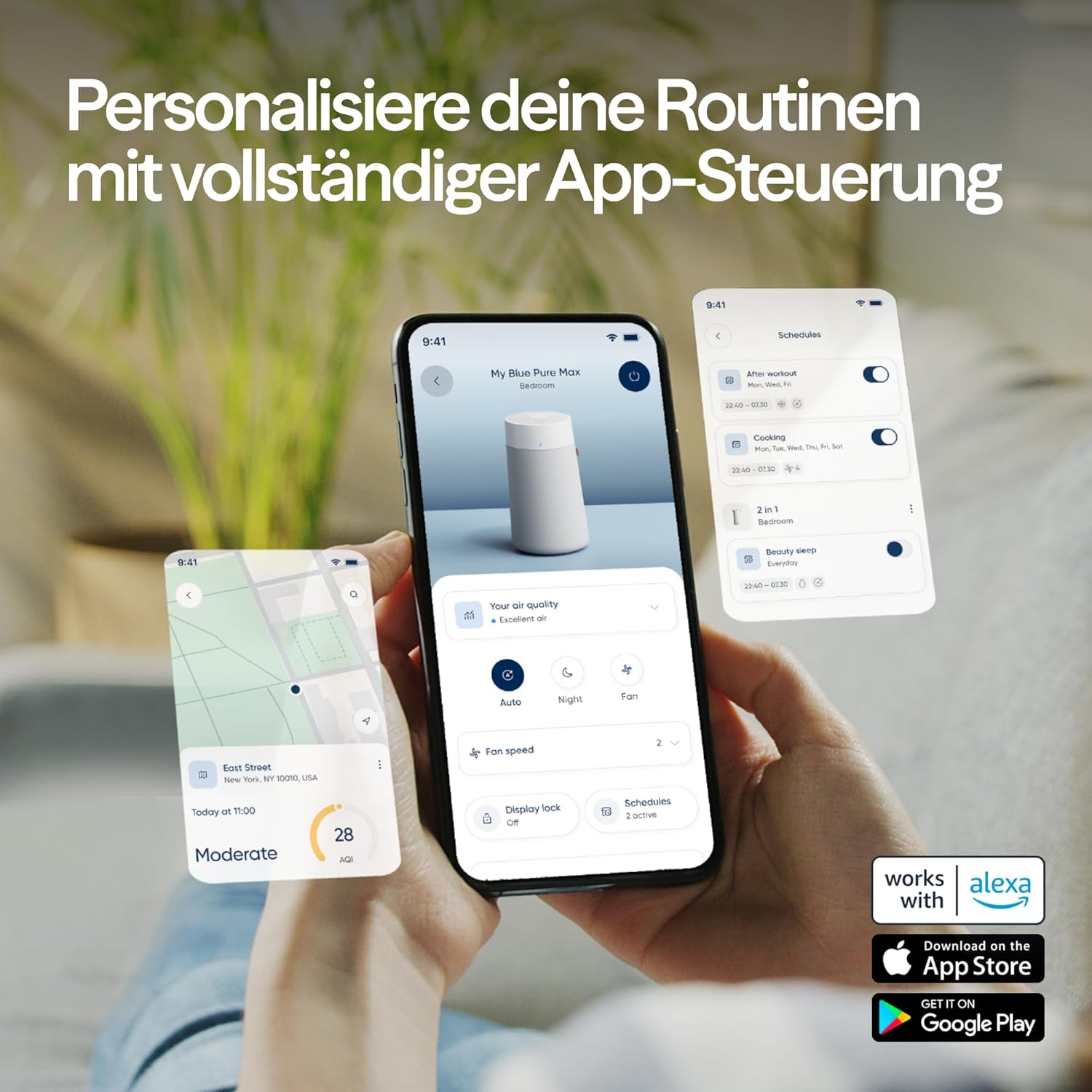 BLUEAIR Luftreiniger für Räume bis 43 m² – Smart, leise, HEPA Silent-Technologie, ideal für Zuhause, Schlafzimmer, Kinderzimmer, gegen Staub, Allergene, Rauch, Schimmel, Tierhaare – Blue Pure 511i max – Bild 11