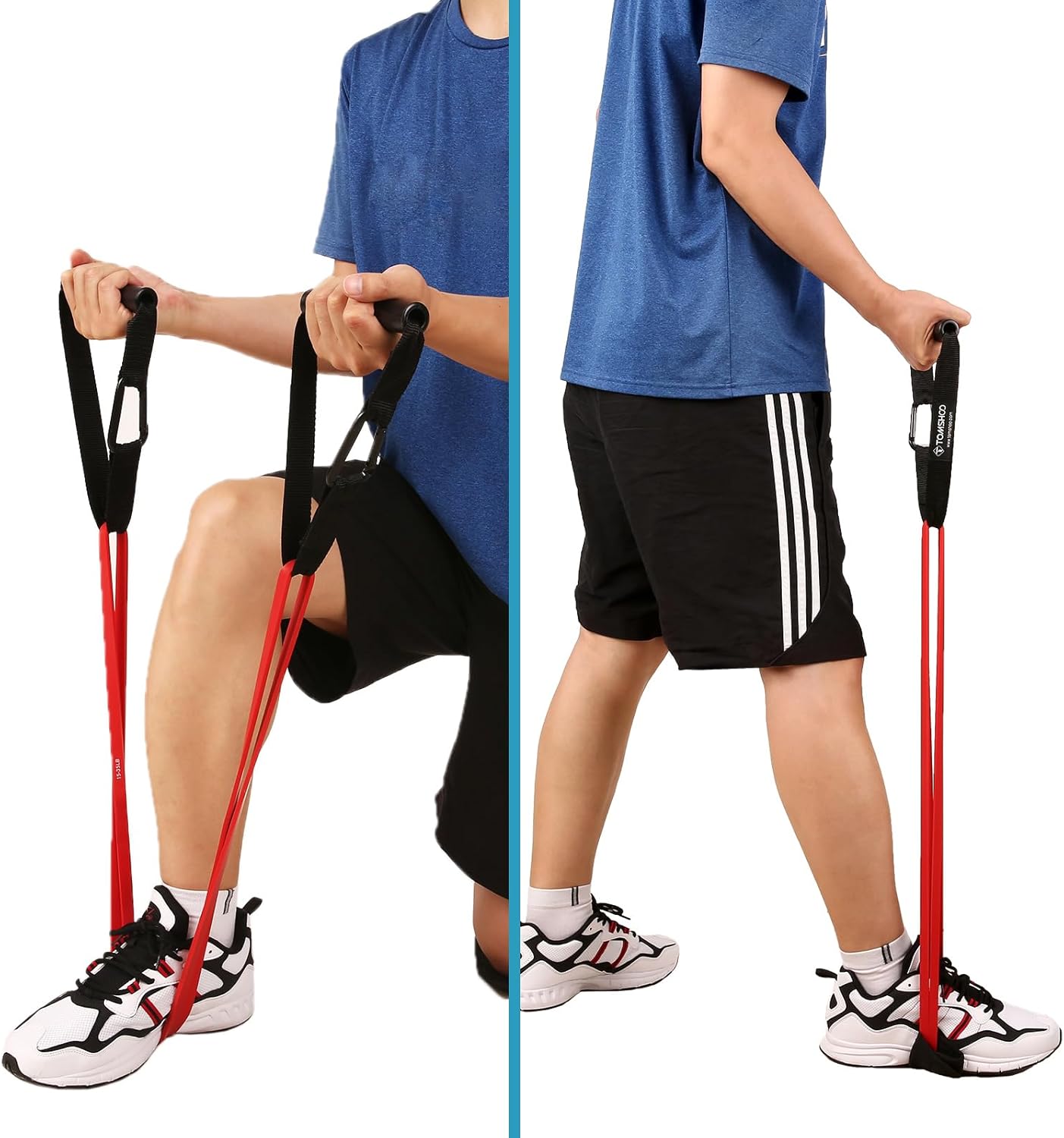 TOMSHOO Widerstandsbänder-Set, 4/5-teilig, Widerstandsbänder mit Aufbewahrungstasche, Griff, Türanker, mehrere Widerstandsstufen, Fitnessbänder, Trainingsbänder für Krafttraining, Klimmzüge, mehr – Bild 8
