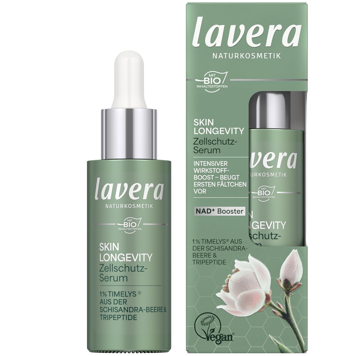 lavera Skin Longevity Cell Protection Serum – Gesichtsserum mit Hyaluron & pflanzlichen Wirkstoffen für glatte, gepflegte Haut, Feuchtigkeit & Regeneration, Naturkosmetik