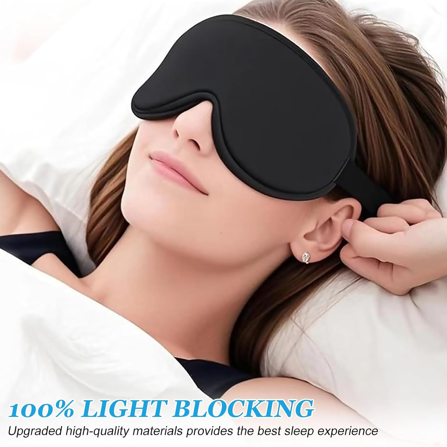 3D-Schlafmaske für Damen und Herren, 100 % lichtblockierend und atmungsaktiv, Schlafmaske mit verstellbarem Gummiband, für Schlaf, Nickerchen, Meditation, Reisen – Bild 6
