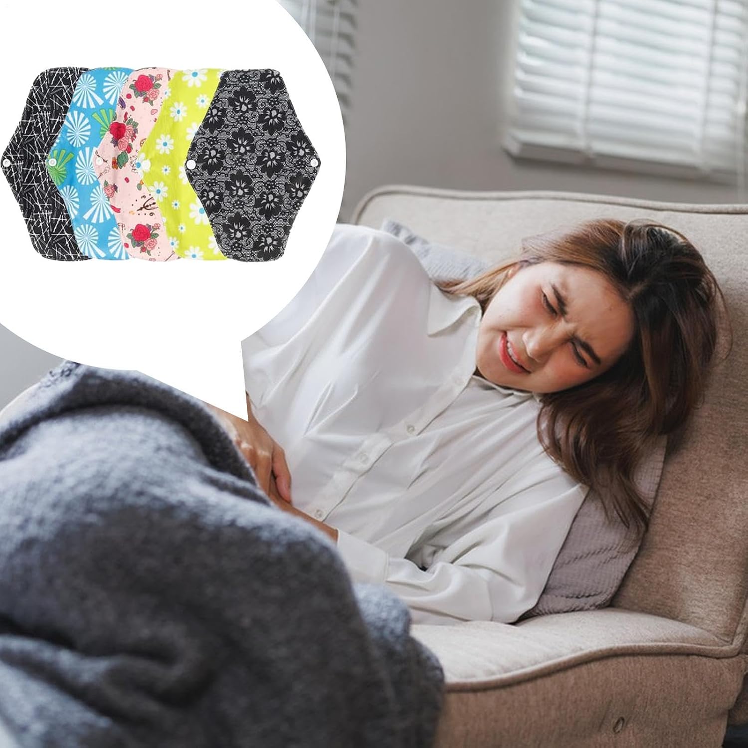 Stoffeinlagen, auslaufsichere Hygieneprodukte aus Baumwolle, 5 Stück, weiche Damenbinden für Mutter, Frauen, nach der Geburt, Stillen, Arbeit, Reisen, Fitnessstudio – Bild 9
