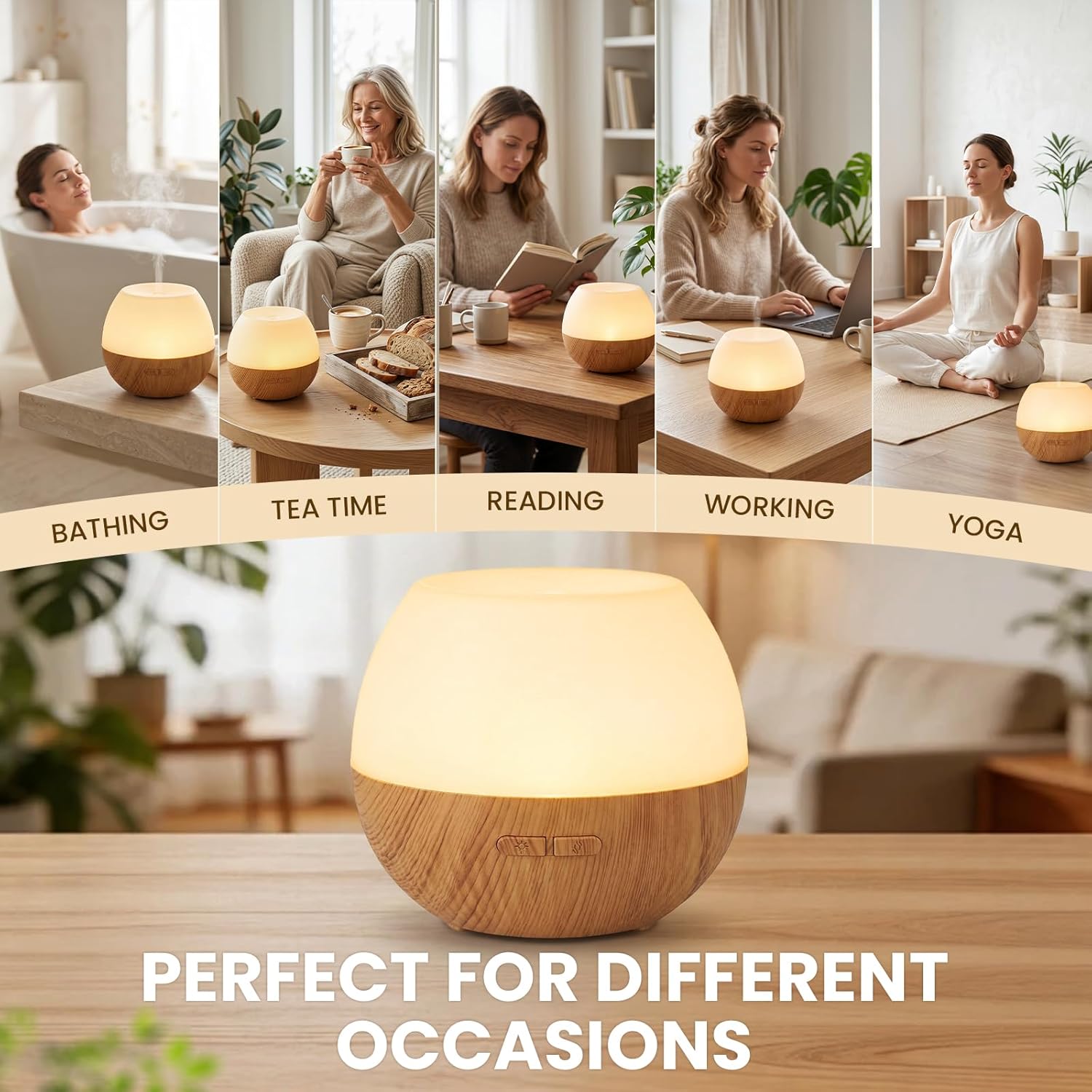 AESHORY 100 ml Aromadiffusor, Ultraschall-Luftbefeuchter, Aromatherapie-Diffusor für ätherische Öle, 7 farbige LED-Lichter, 2 Nebelmodi – Bild 6