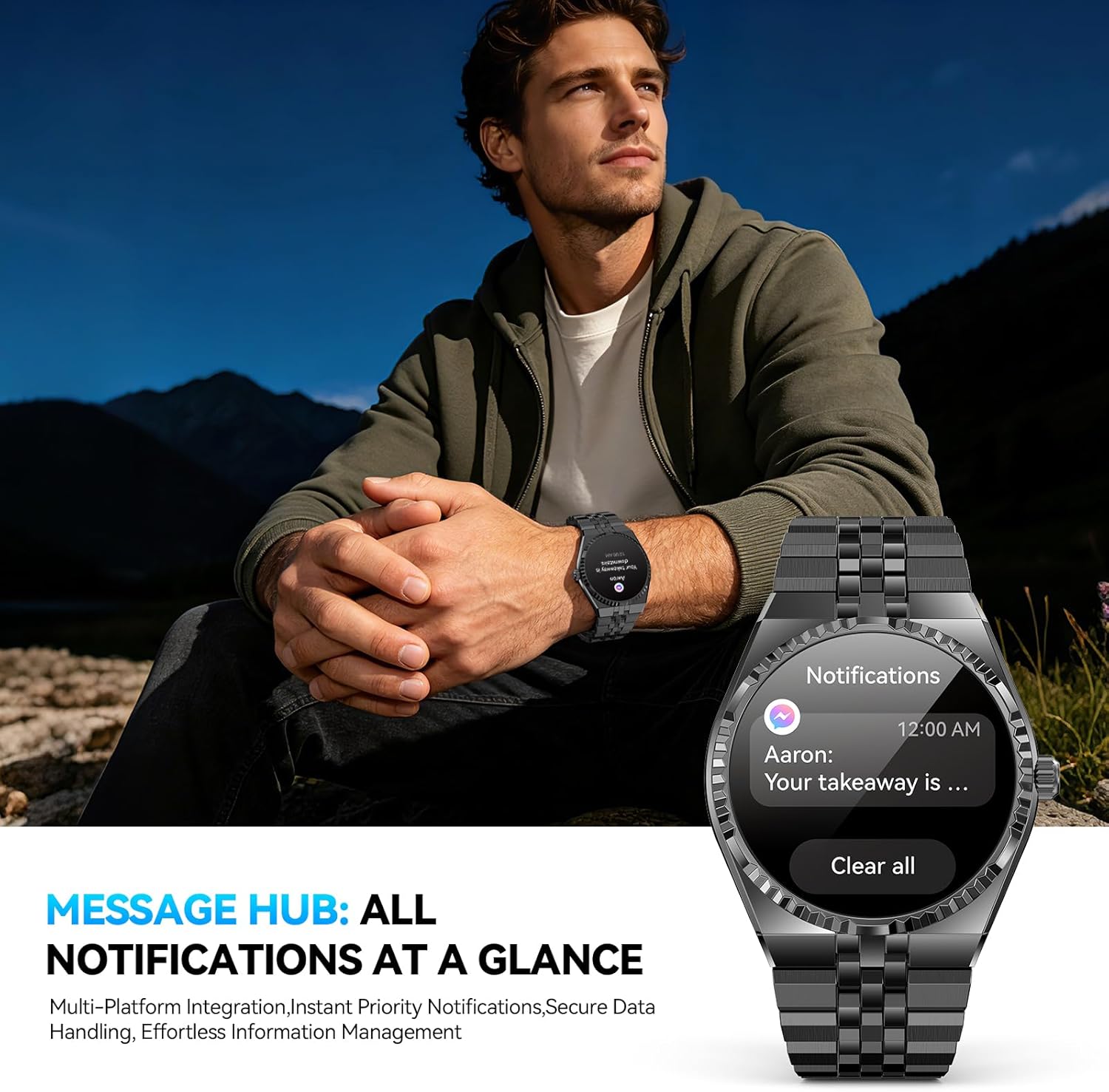 2026 Runde Smartwatch für Herren, 1,32 Zoll AMOLED-Display, 160+ Sportmodi, Fitnessuhr mit Herzfrequenz-/Blutsauerstoff-/Blutdruck-/Schlafmonitor, IP68 wasserdicht, kompatibel – für Männer und Frauen – Bild 4