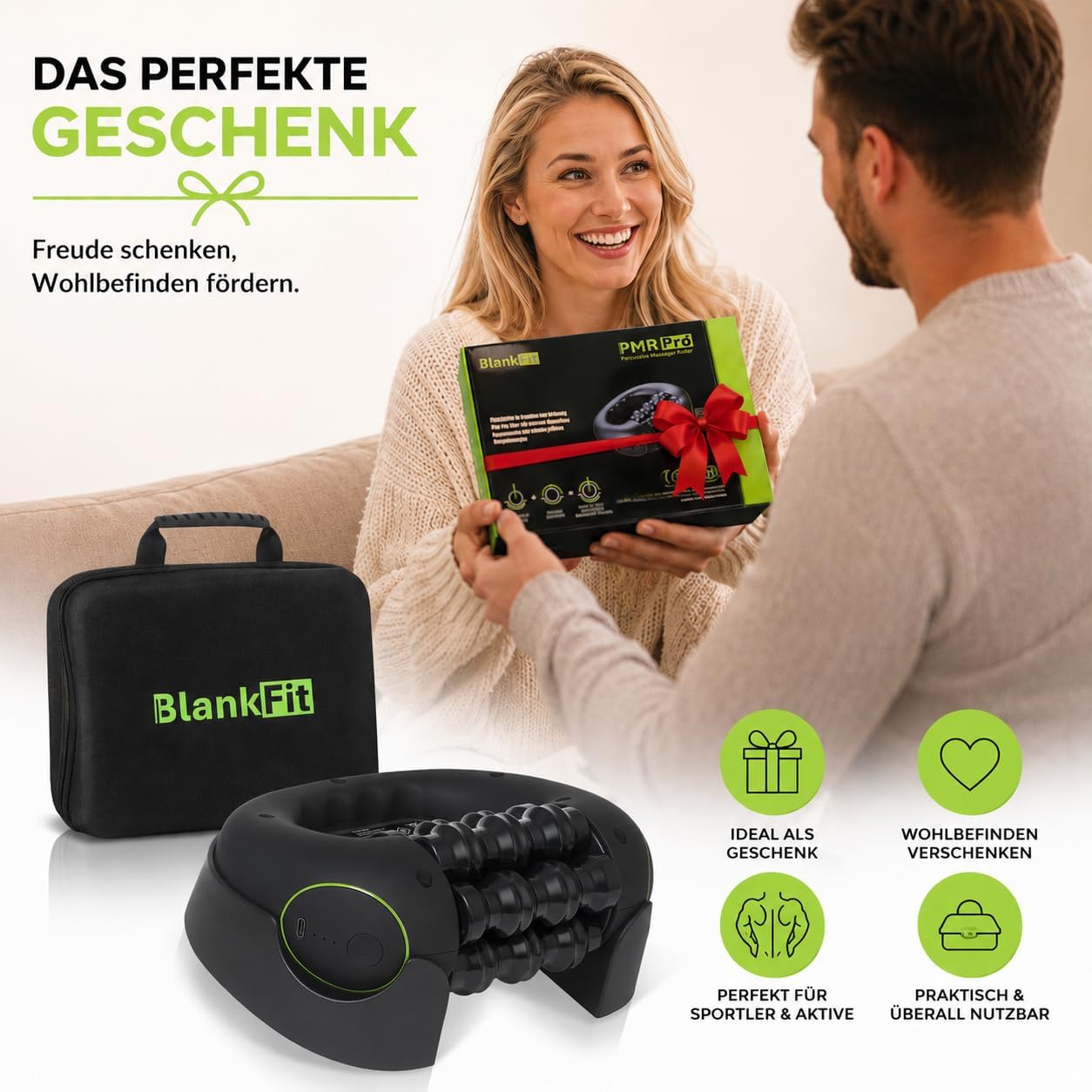 Elektrischer Faszienroller mit Rotation – Tiefengewebsmassagegerät für Beine, Rücken und Arme – 3 Intensitätsstufen – Freisprechstation – Muskelregeneration und Faszienmassage – Bild 9