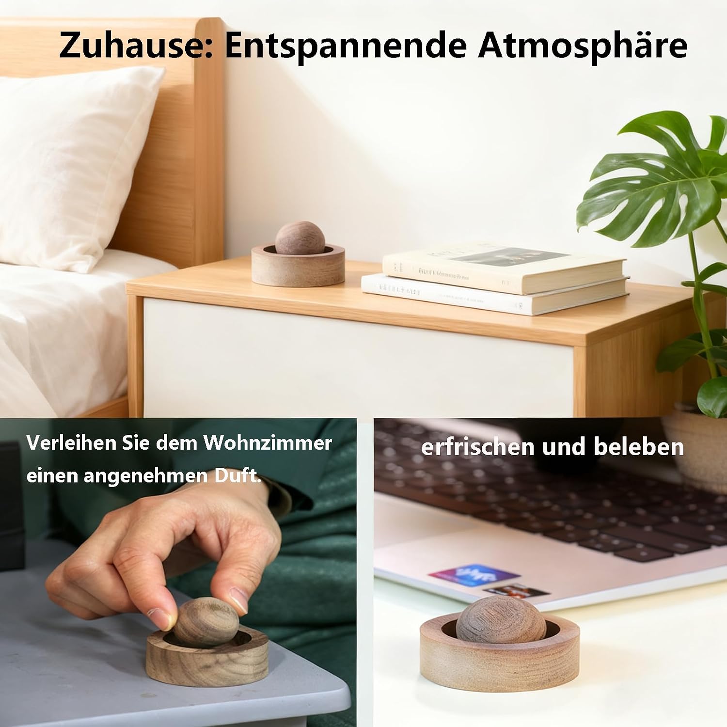 Diffusorkugel für ätherische Öle aus Naturholz, handgefertigte Aromatherapie-Dekoration aus massivem Holz für Zuhause, Büro und Auto, 48 x 35 mm, 5 Stück (Buchenholz, 5) – Bild 4