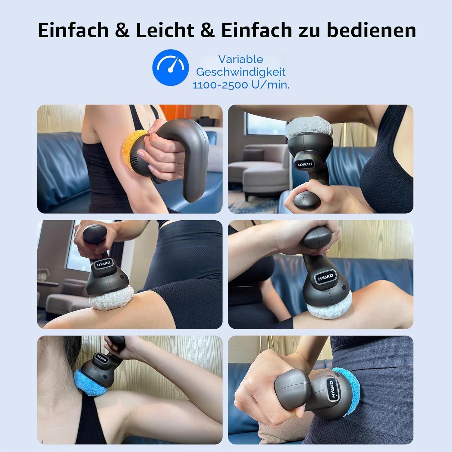 HYAKO F2 Rotations-Vibrationsmassagegerät – Handmassagegerät mit Massagepistolen-Technologie – Tiefengewebe-Massagegerät für Nacken, Schulter, Taille, Bauch, Gesäß, Beine, Arbeit und Alltagsgeschenke – Bild 4