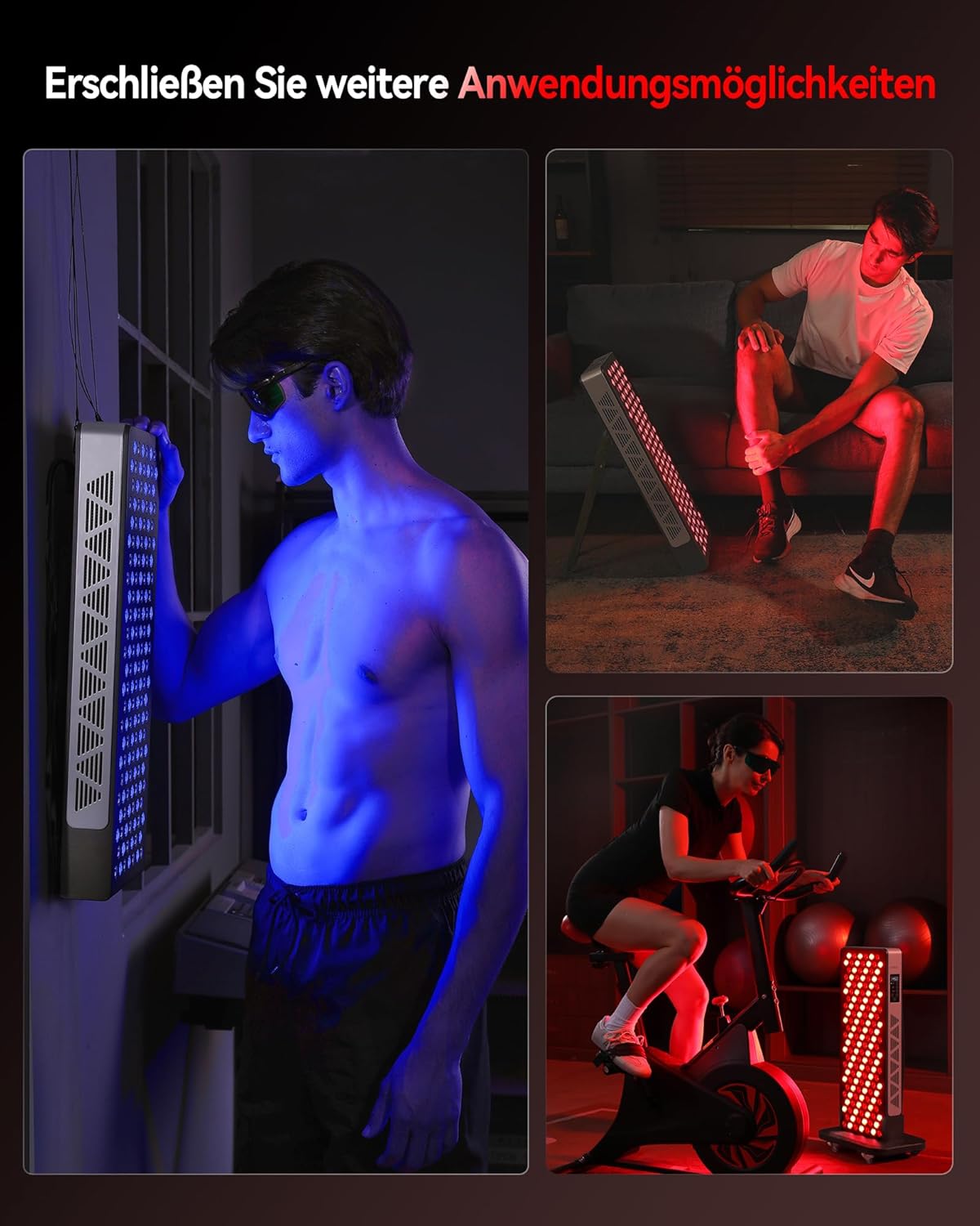 FliKEZE Rotlichttherapie-Panel-Lampe, 156 LEDs, rotes Licht, 7 Wellenlängen, einschließlich blaues Licht, rotes Licht und Nahinfrarotlicht, um sowohl tiefes als auch oberflächliches Gewebe anzusprechen – Bild 8