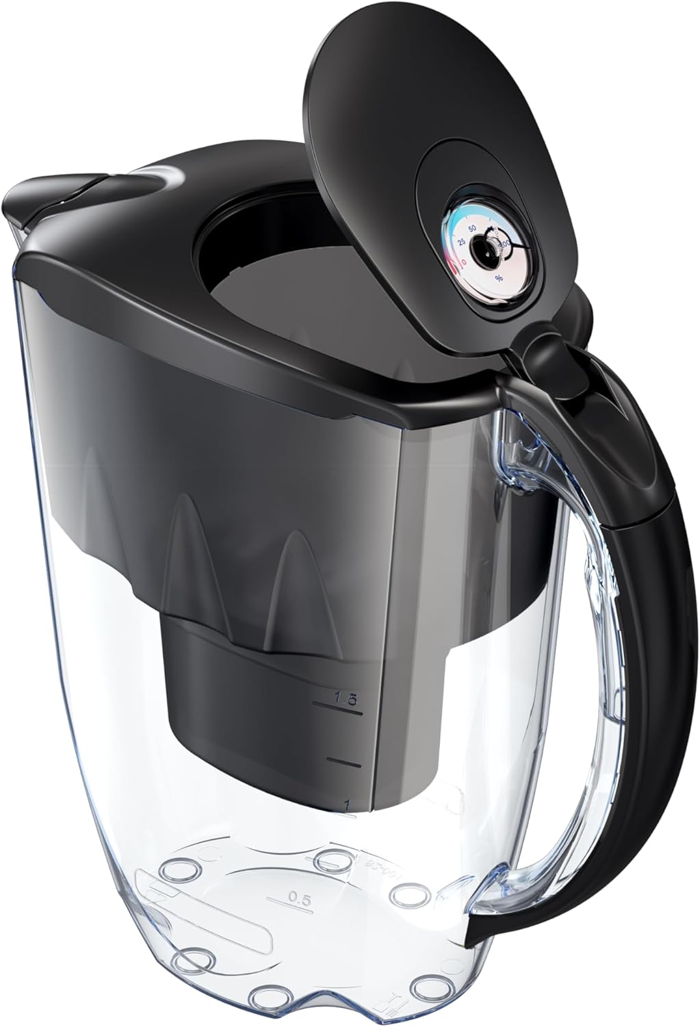AQUAPHOR Jasper Black Wasserfilter inklusive 1 Maxfor+ Filter I Reduziert Kalk und Chlor I Karaffe für 2,8 LI Tischwasserfilter I Passt in die Kühlschranktür – Bild 2