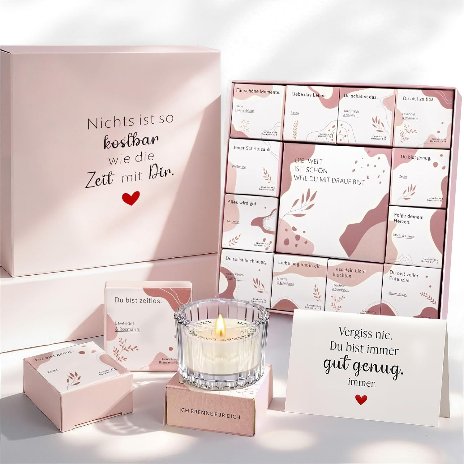 TUZELIYA Geschenke für Frauen, 12 Stück Duftkerzen-Geschenkset mit Grußkarte, versteckte Nachricht erscheint beim Brennen, Überraschung & Entspannung, Geburtstagsgeschenk für Frauen, Freundin